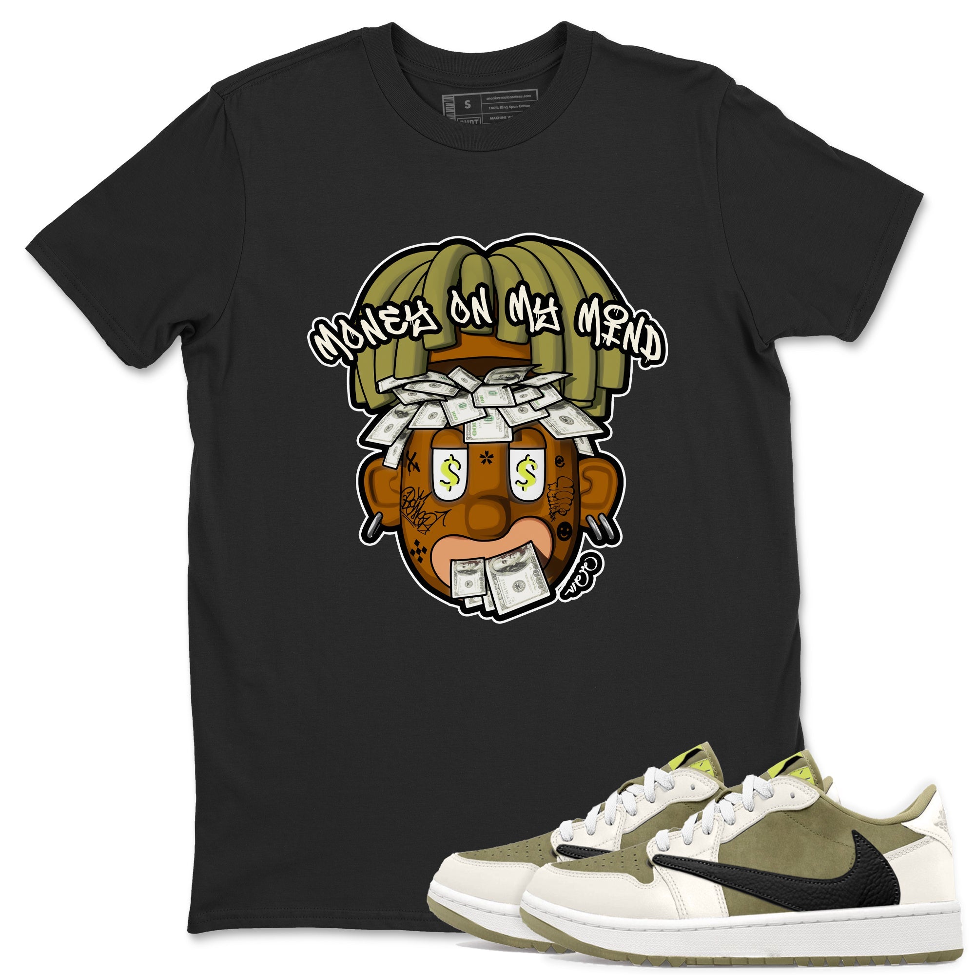 Air Jordan 1 Travis Scott Golf shirt to match jordans Money On My Mind sneaker tees AJ1 Travis Scott Golf Drip Gear Zone Unisex Black 1 T-Shirt