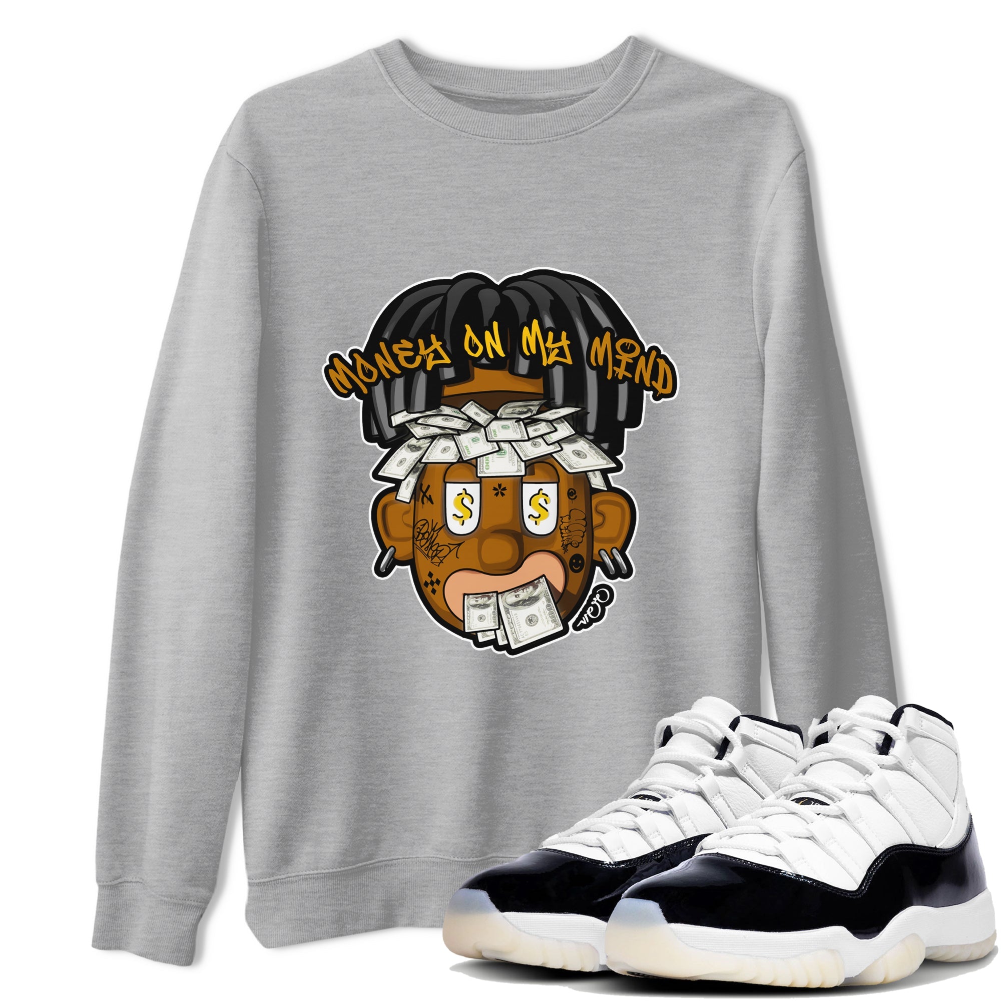 Air Jordan 11 Gratitude shirt to match jordans Money On My Mind sneaker tees AJ11 Gratitude Drip Gear Zone Unisex Heather Grey 1 T-Shirt