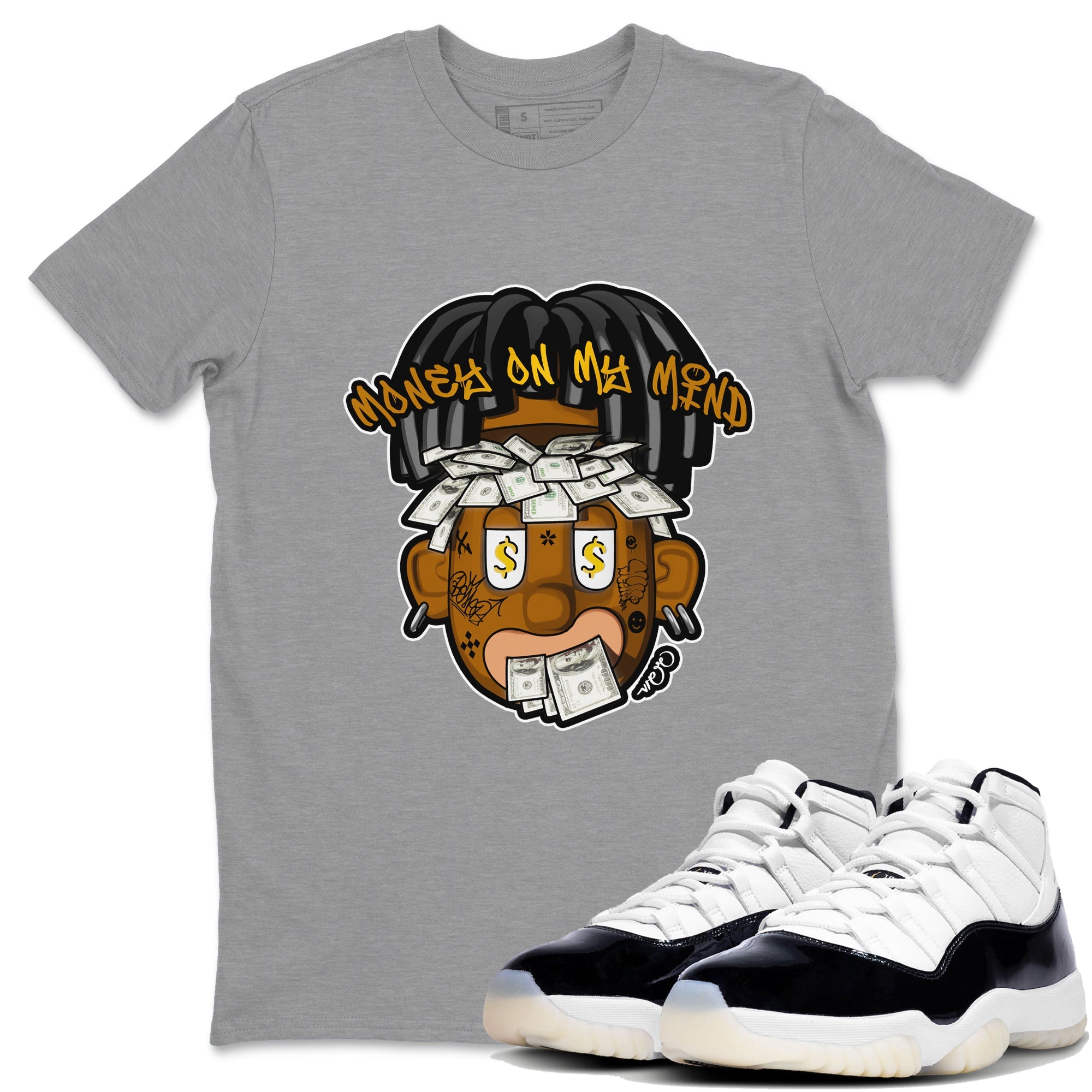 Air Jordan 11 Gratitude shirt to match jordans Money On My Mind sneaker tees AJ11 Gratitude Drip Gear Zone Unisex Heather Grey 1 T-Shirt