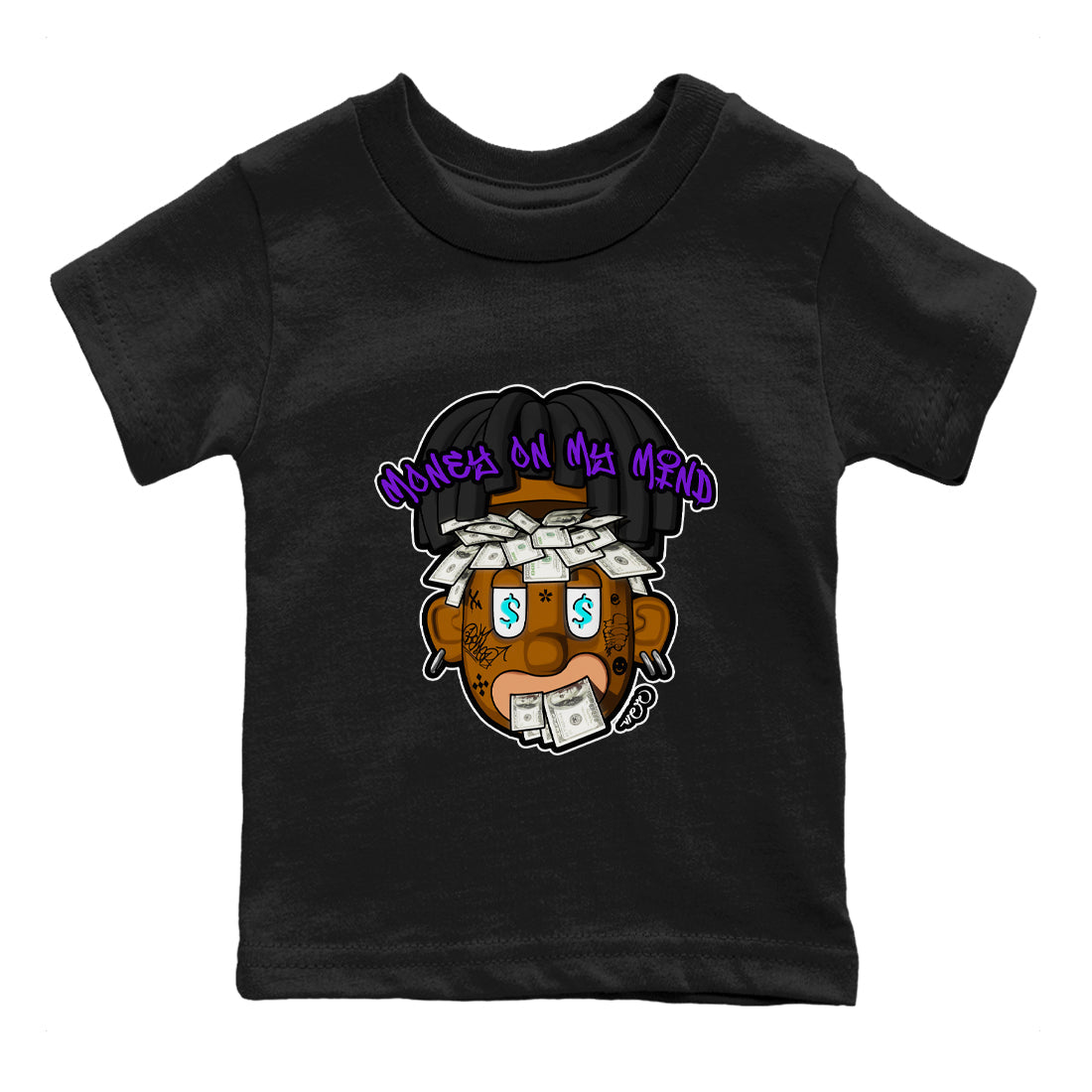 Air Jordan 6 Aqua shirt to match jordans Money On My Mind sneaker tees AJ6 Aqua Drip Gear Zone Baby Toddler Black 2 T-Shirt