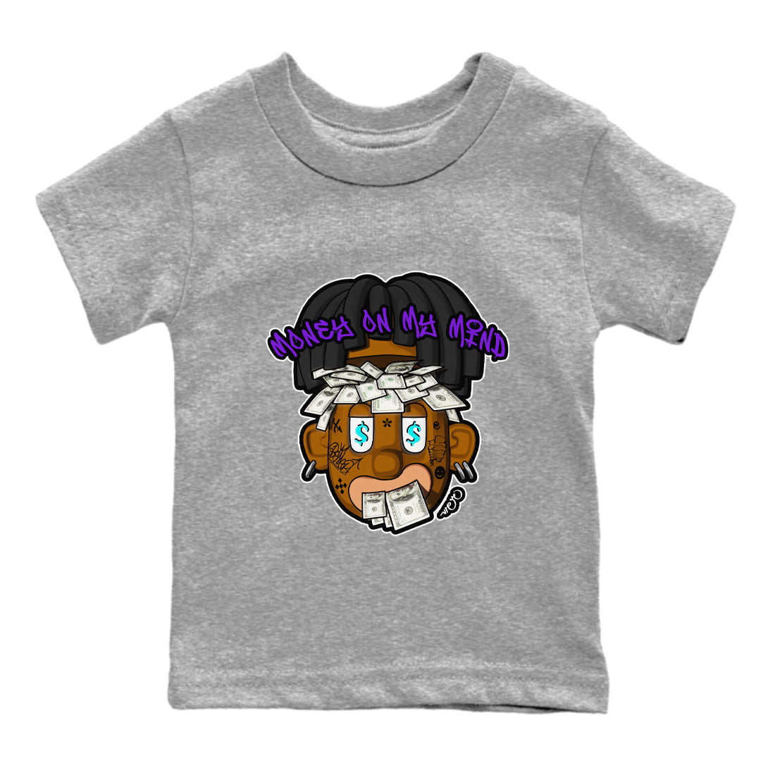 Air Jordan 6 Aqua shirt to match jordans Money On My Mind sneaker tees AJ6 Aqua Drip Gear Zone Baby Toddler Heather Grey 2 T-Shirt