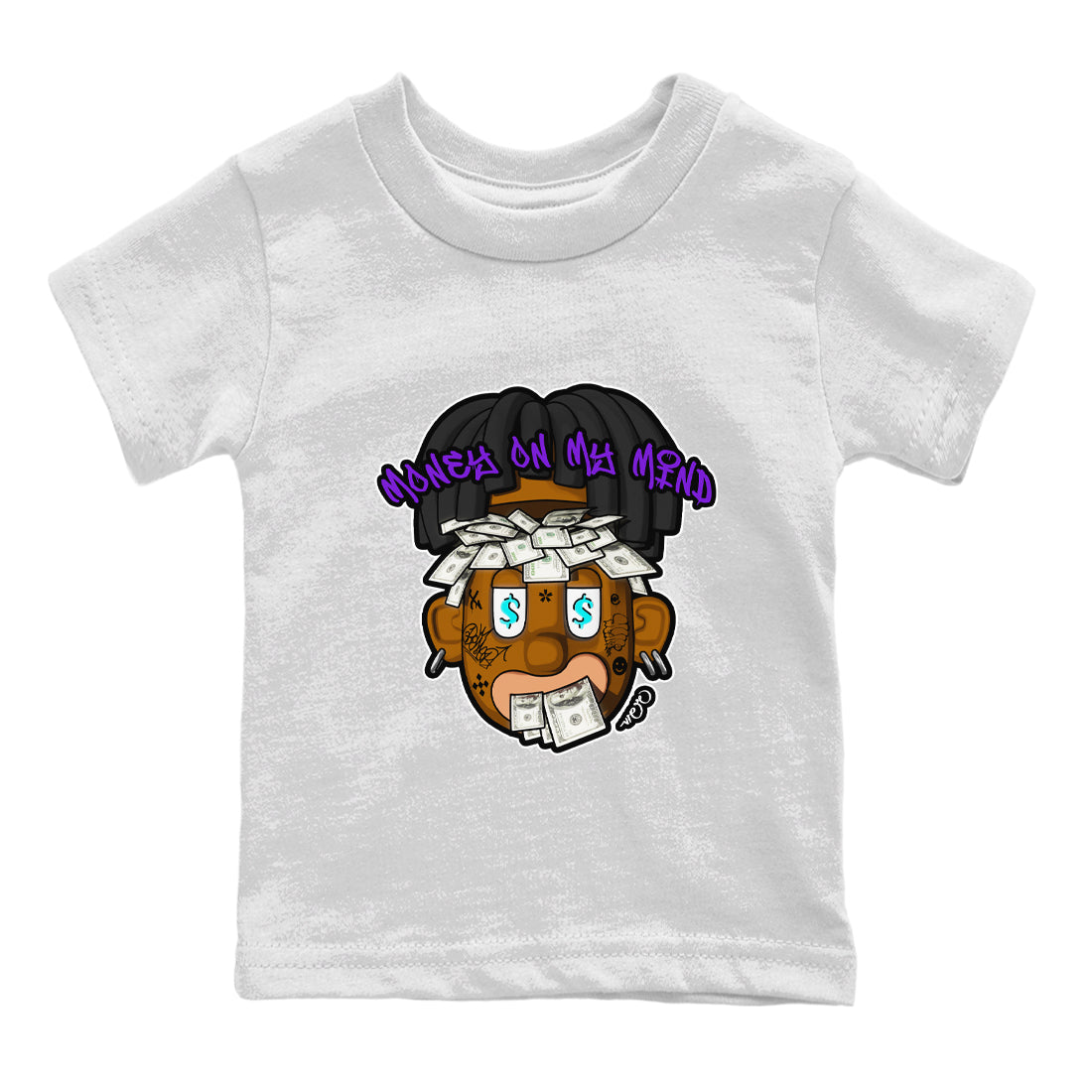 Air Jordan 6 Aqua shirt to match jordans Money On My Mind sneaker tees AJ6 Aqua Drip Gear Zone Baby Toddler White 2 T-Shirt