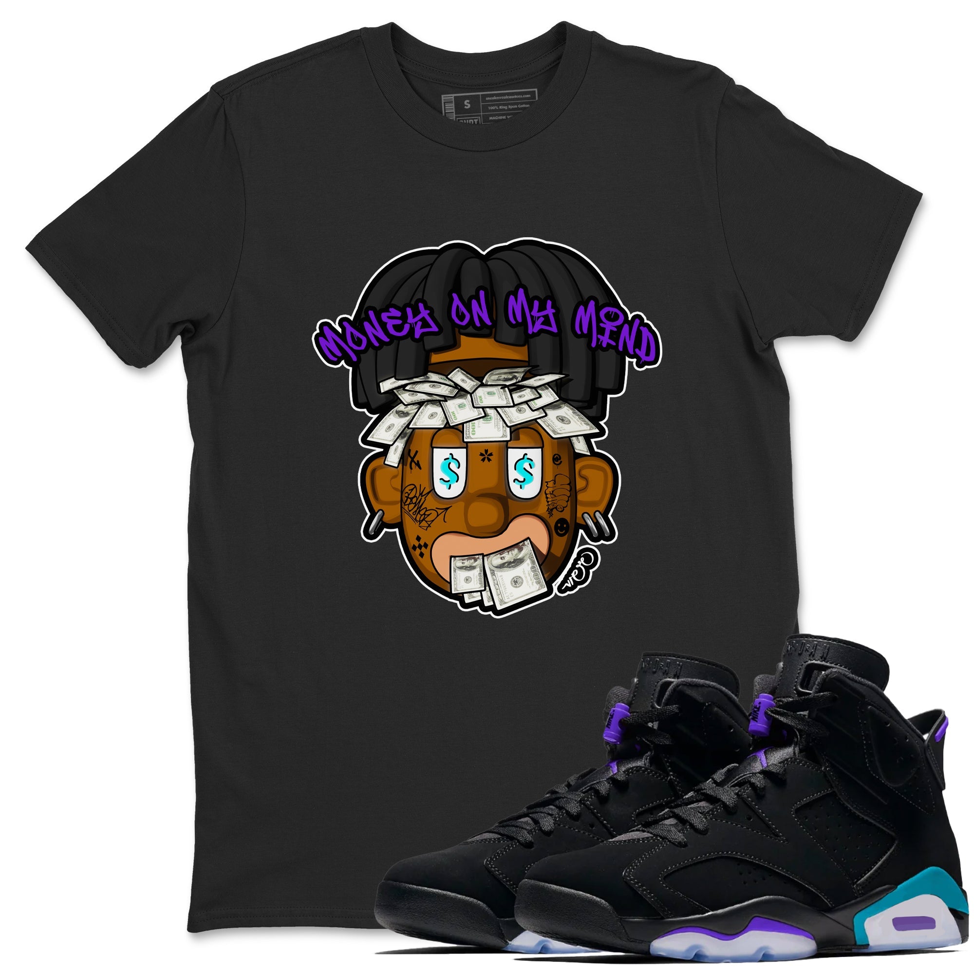 Air Jordan 6 Aqua shirt to match jordans Money On My Mind sneaker tees AJ6 Aqua Drip Gear Zone Unisex Black 1 T-Shirt