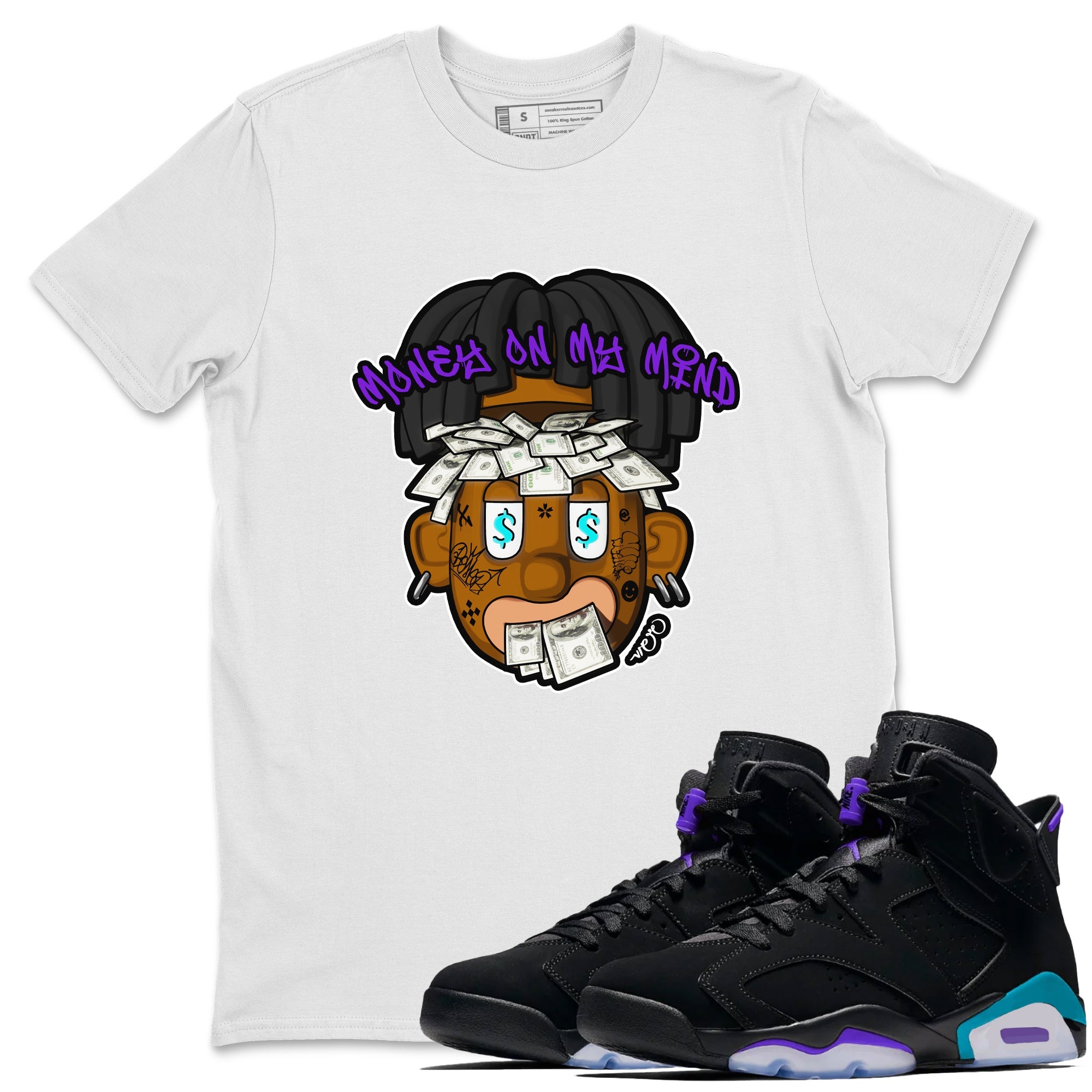 Air Jordan 6 Aqua shirt to match jordans Money On My Mind sneaker tees AJ6 Aqua Drip Gear Zone Unisex White 1 T-Shirt