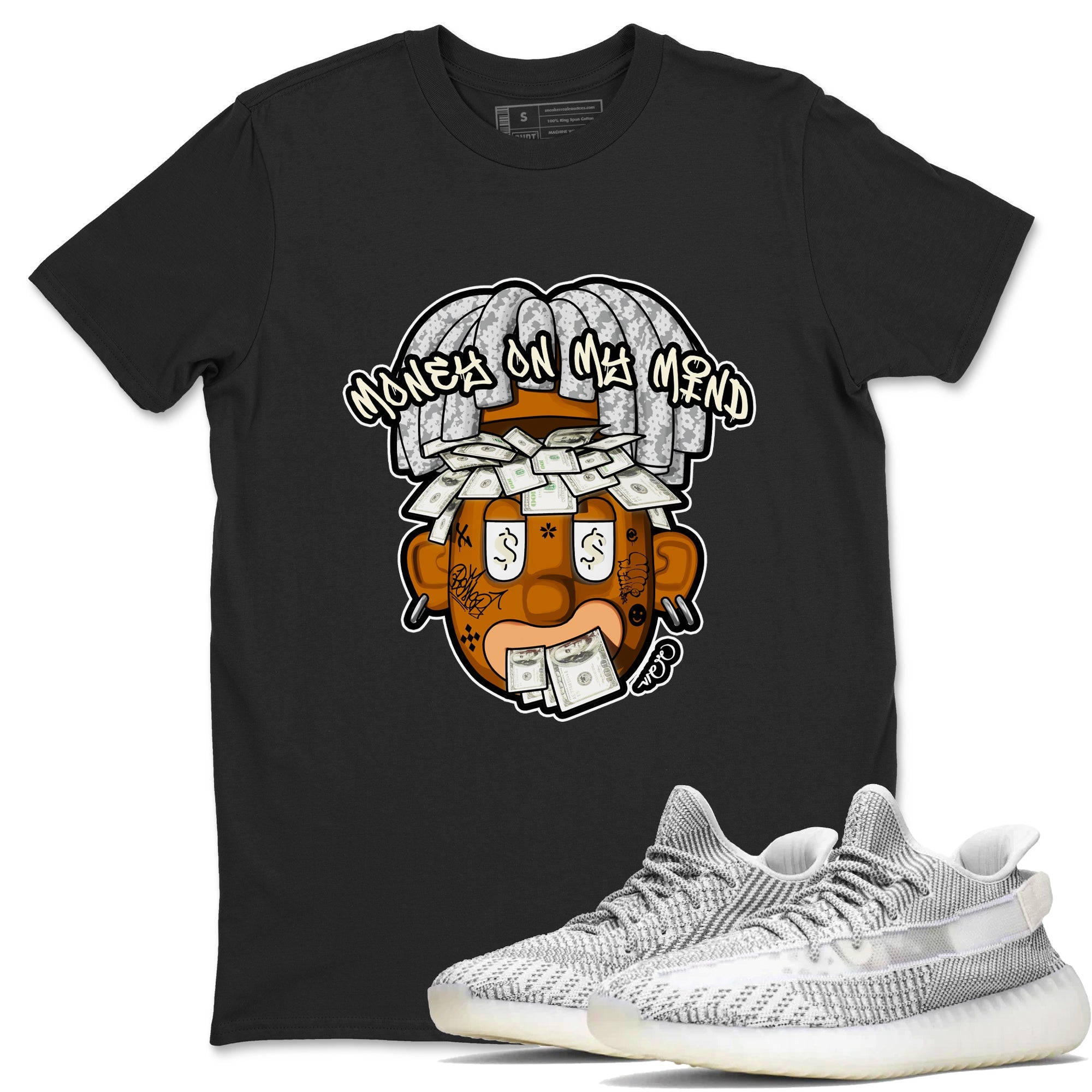 Yeezy 350 Static shirt to match jordans Money On My Mind sneaker tees Adidas Yeezy 350 Static Drip Gear Zone Unisex Black 1 T-Shirt