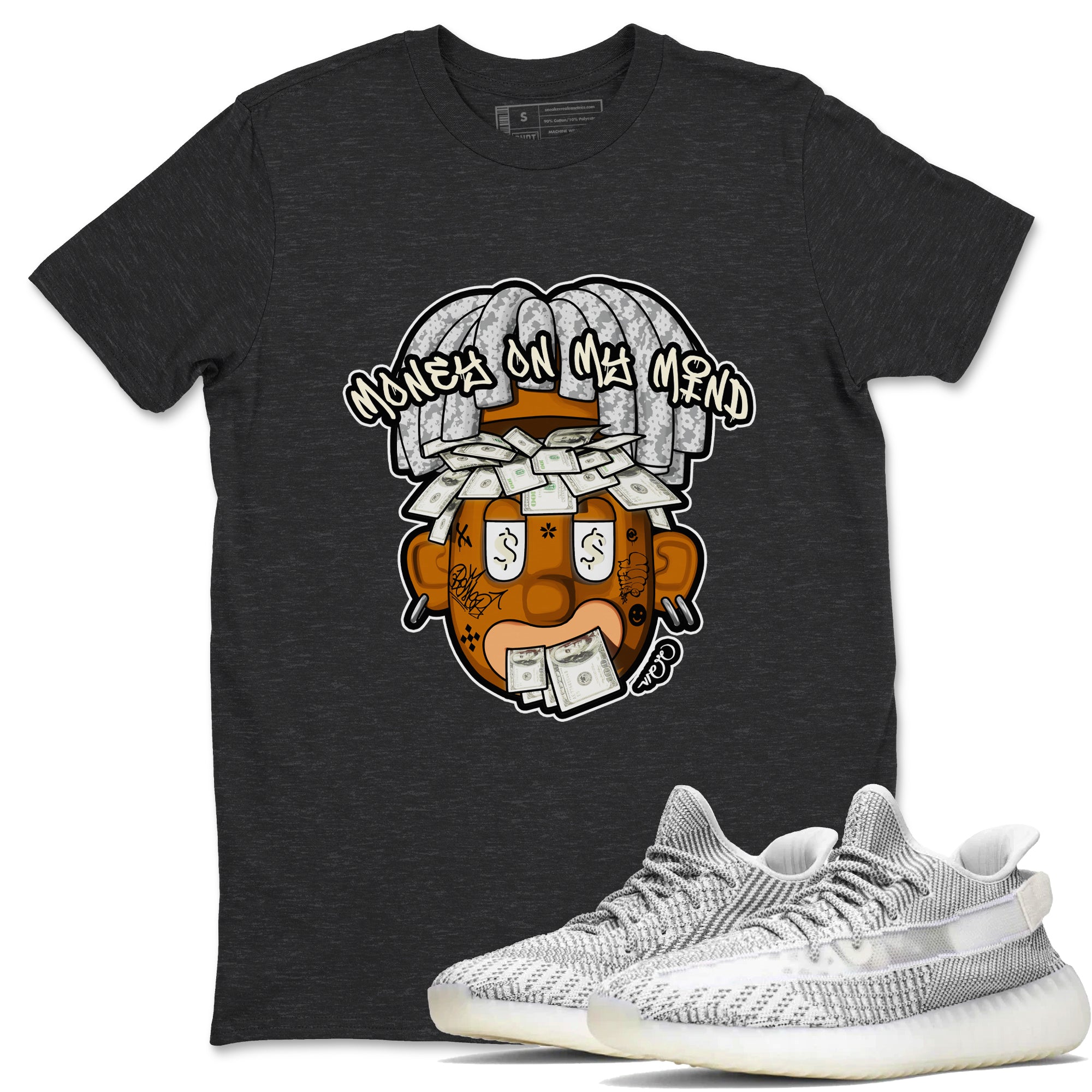 Yeezy 350 Static shirt to match jordans Money On My Mind sneaker tees Adidas Yeezy 350 Static Drip Gear Zone Unisex Charcoal Heather 1 T-Shirt