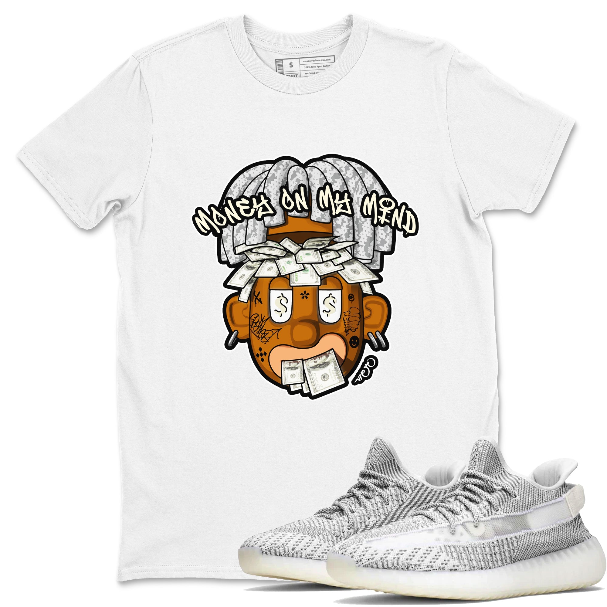 Yeezy 350 Static shirt to match jordans Money On My Mind sneaker tees Adidas Yeezy 350 Static Drip Gear Zone Unisex White 1 T-Shirt