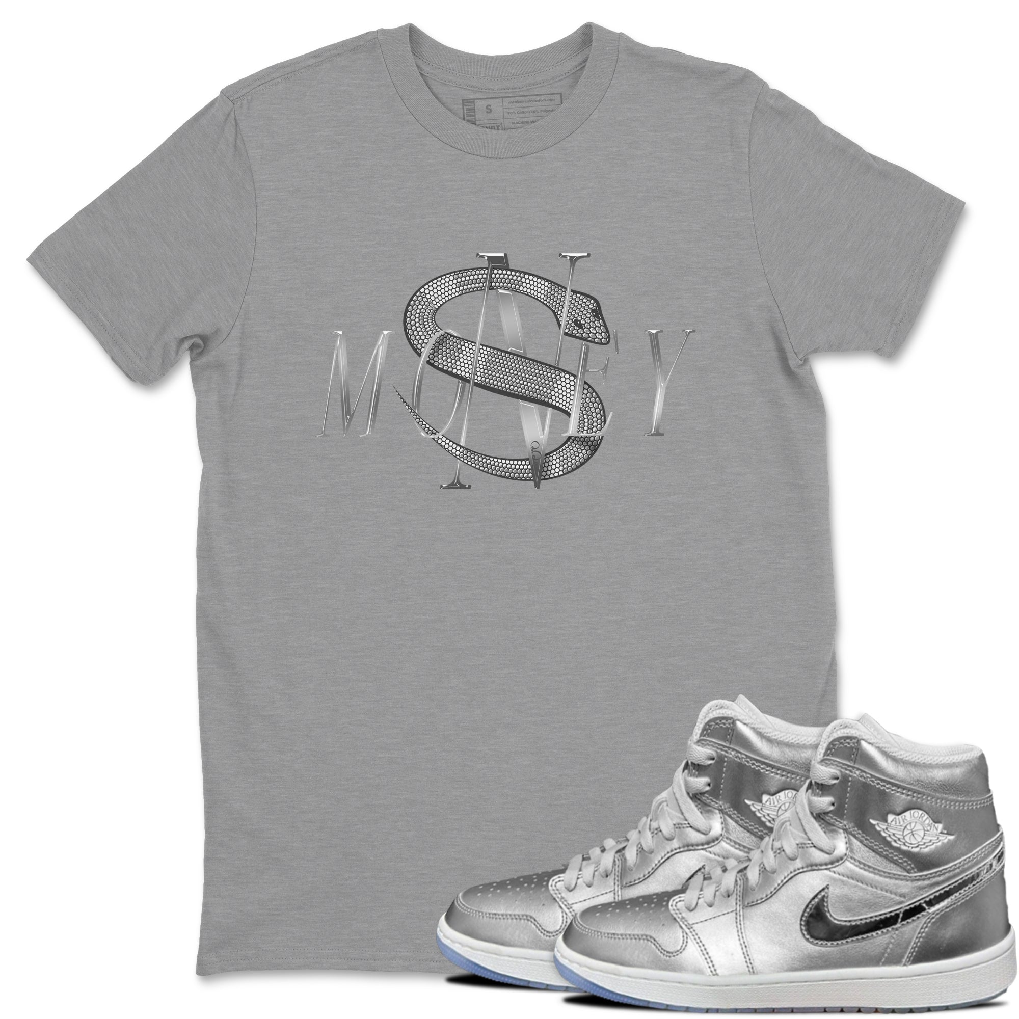 Air Jordan 1 Gift Giving shirt to match jordans Money Snake sneaker tees  Metal tees AJ1 Gift Giving Drip Gear Zone Unisex Heather Grey 1 T-Shirt
