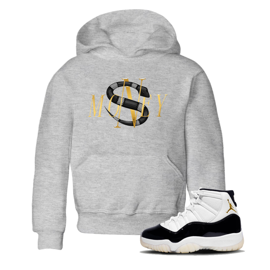 Air Jordan 11 Gratitude shirt to match jordans Money Snake sneaker tees AJ11 Gratitude Drip Gear Zone Baby Toddler Heather Grey 1 T-Shirt