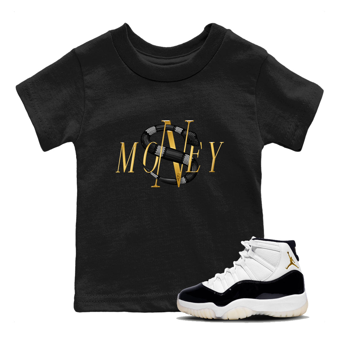 Air Jordan 11 Gratitude shirt to match jordans Money Snake sneaker tees AJ11 Gratitude Drip Gear Zone Baby Toddler Black 1 T-Shirt