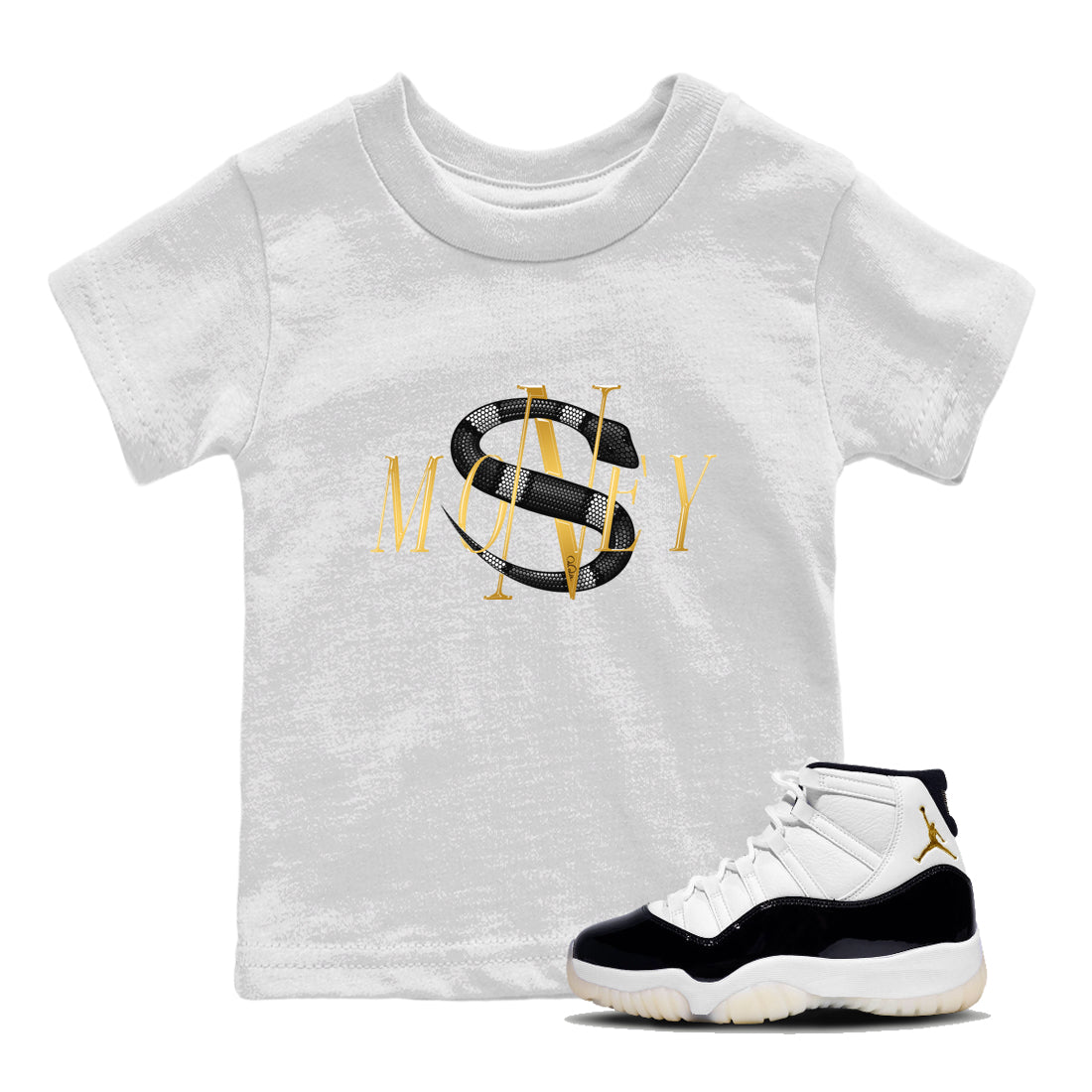 Air Jordan 11 Gratitude shirt to match jordans Money Snake sneaker tees AJ11 Gratitude Drip Gear Zone Baby Toddler White 1 T-Shirt