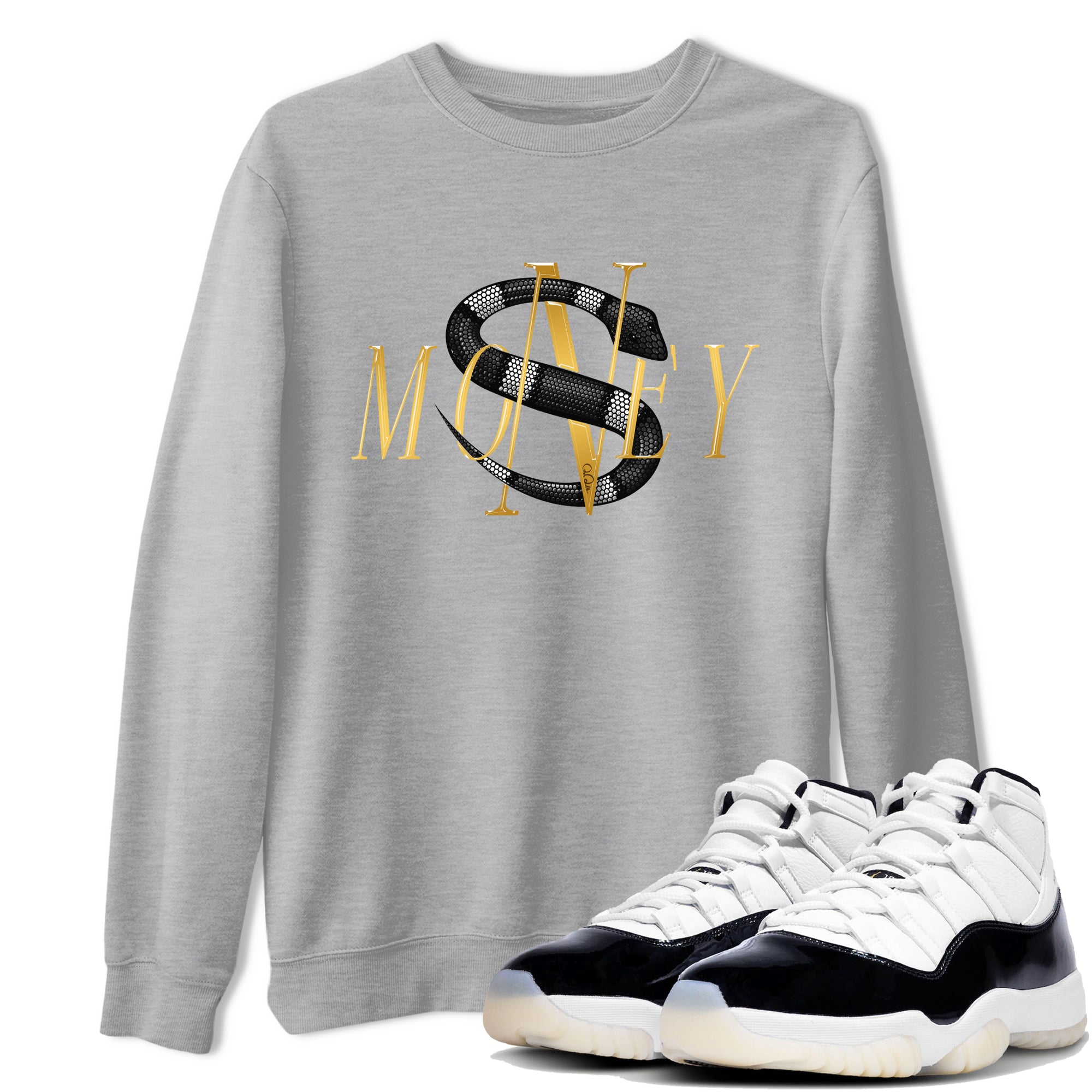 Air Jordan 11 Gratitude shirt to match jordans Money Snake sneaker tees AJ11 Gratitude Drip Gear Zone Unisex Heather Grey 1 T-Shirt