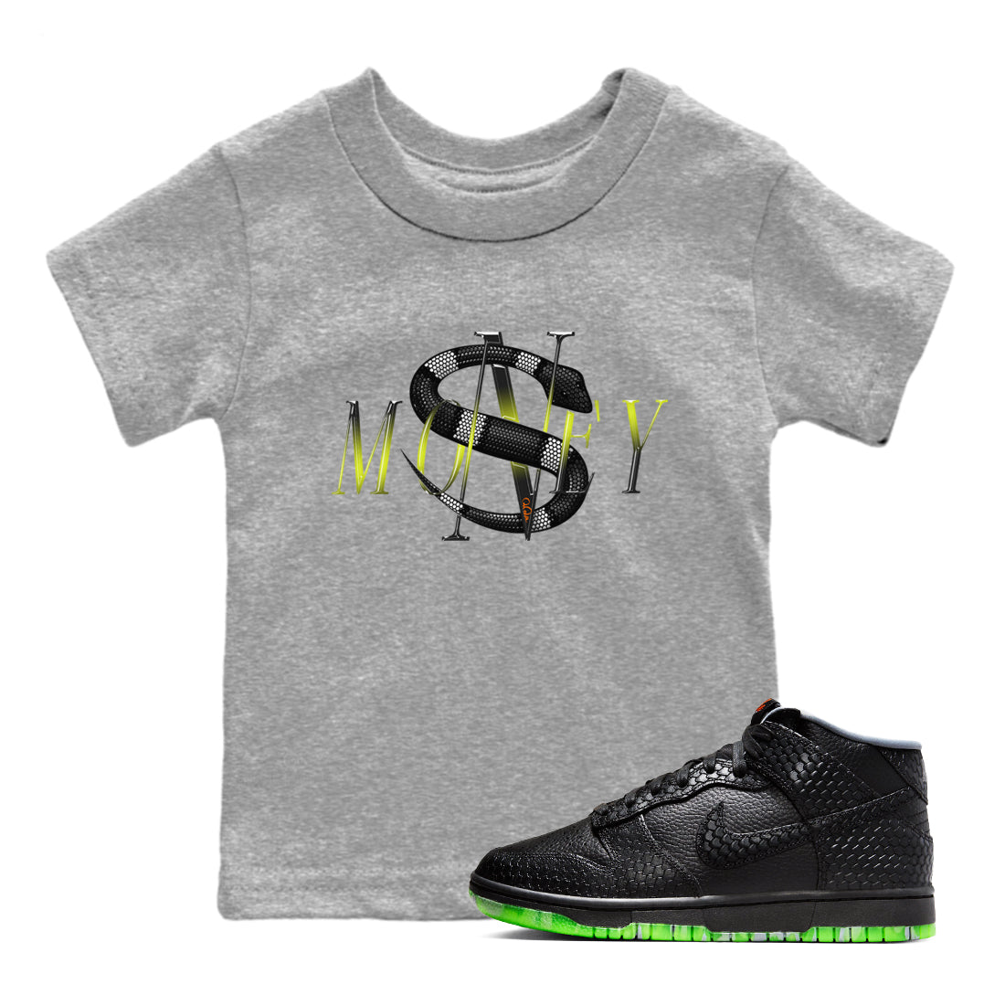 Dunk Halloween shirt to match jordans Money Snake sneaker tees Halloween Night NikeDunk Halloween Drip Gear Zone Baby Toddler Heather Grey 1 T-Shirt
