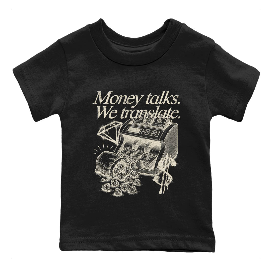 Sneaker Threads  Sneaker Tees To Match Air Foamposite One Pearl  Money Talks We Translate Youth Graphic Tee Black 2. Perfect for Jordan releases 2025 colorways.