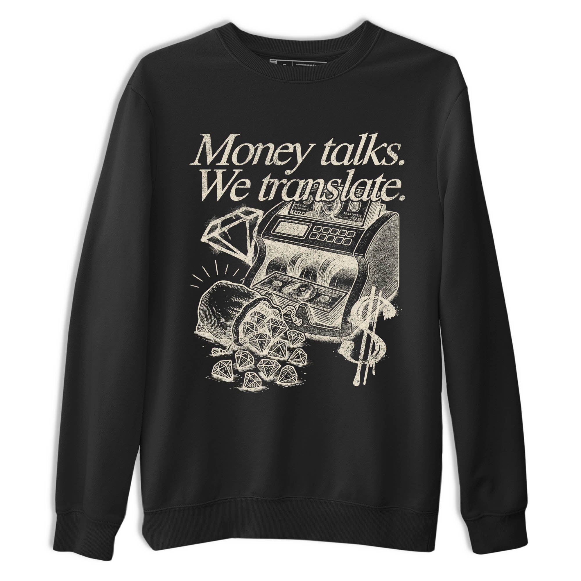 Sneaker Threads  Sneaker Tees To Match Air Foamposite One Pearl  Money Talks We Translate Graphic Tee Black 2. Perfect for Jordan releases 2025 colorways.