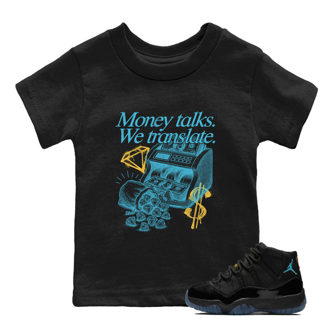 Sneaker Threads  Sneaker Tees To Match Air Jordan 11 Retro Gamma  Money Talks We Translate Youth Graphic Tee Black 1. Perfect for Jordan releases 2025 colorways.