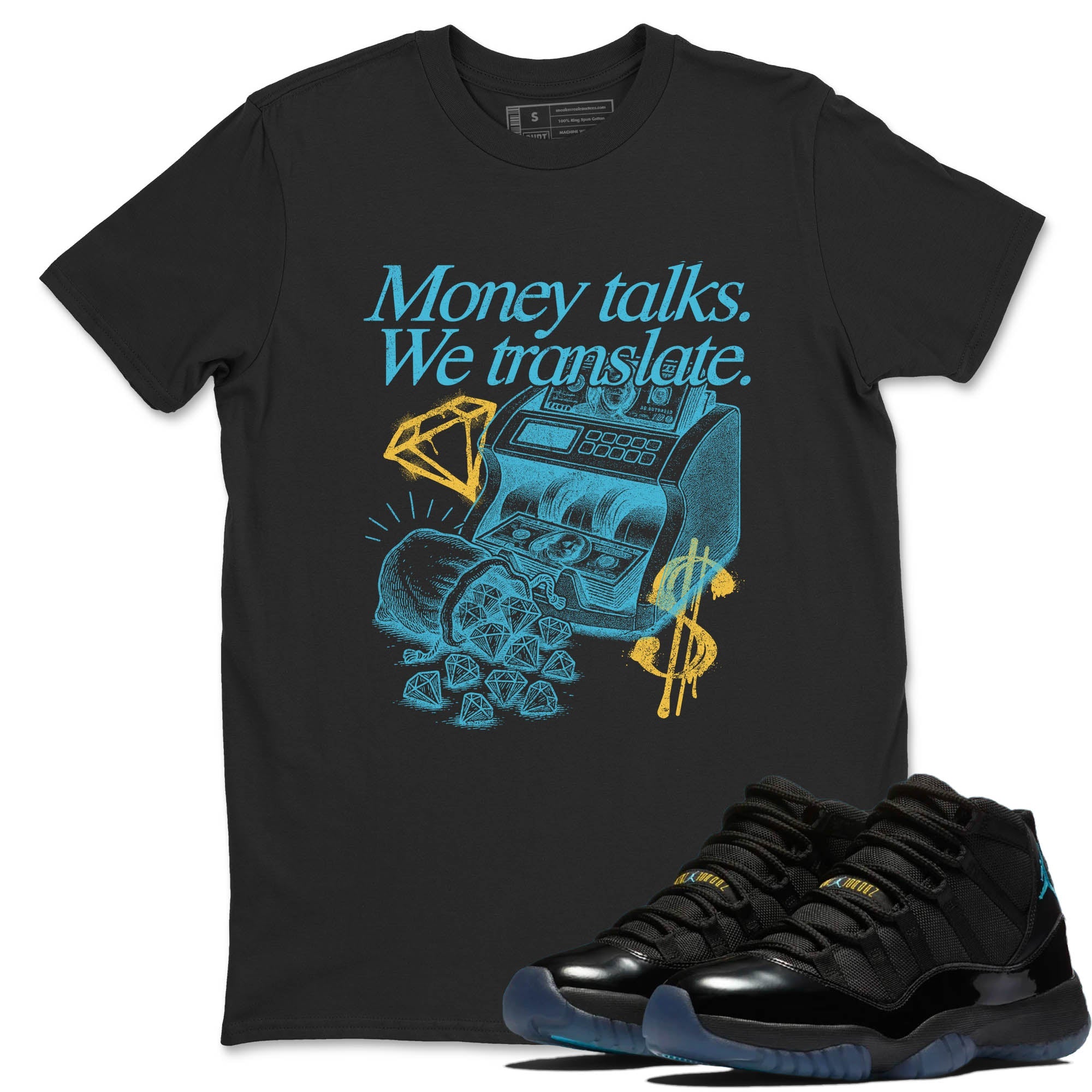 Sneaker Threads  Sneaker Tees To Match Air Jordan 11 Retro Gamma  Money Talks We Translate Graphic Tee Black 1. Perfect for Jordan releases 2025 colorways.
