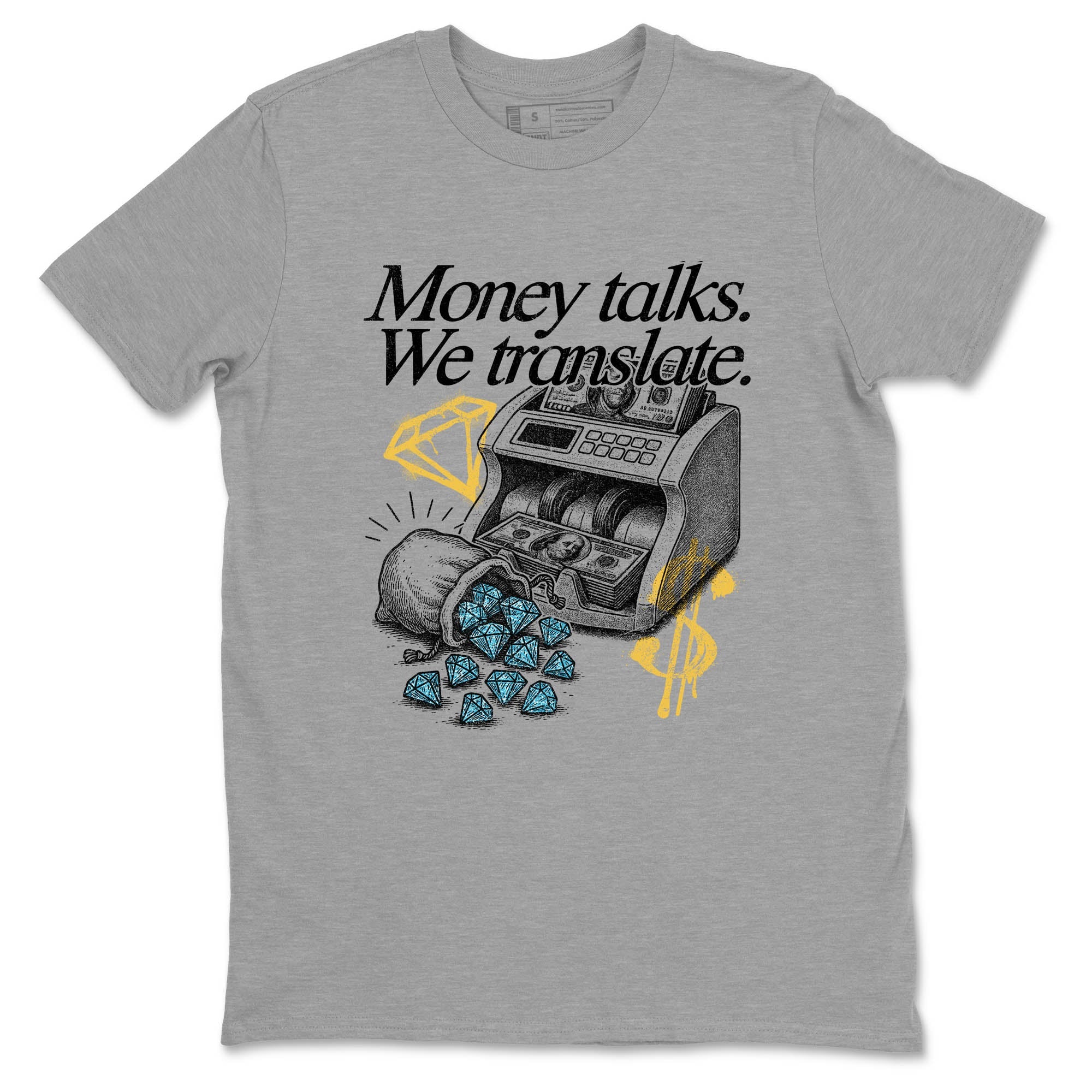 Sneaker Threads  Sneaker Tees To Match Air Jordan 11 Retro Gamma  Money Talks We Translate Graphic Tee Heather Grey 2. Perfect for Jordan releases 2025 colorways.