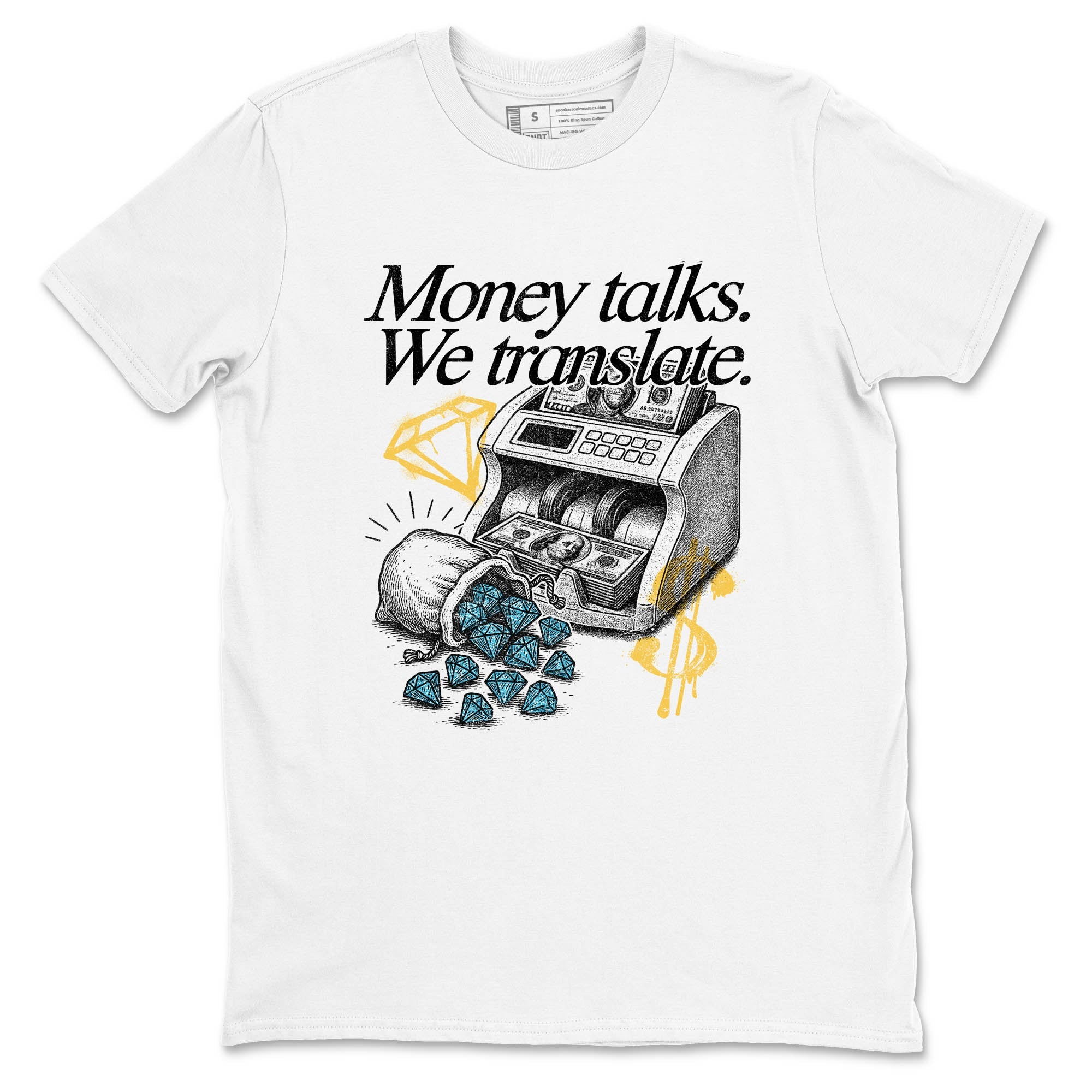 Sneaker Threads  Sneaker Tees To Match Air Jordan 11 Retro Gamma  Money Talks We Translate Graphic Tee White 2. Perfect for Jordan releases 2025 colorways.