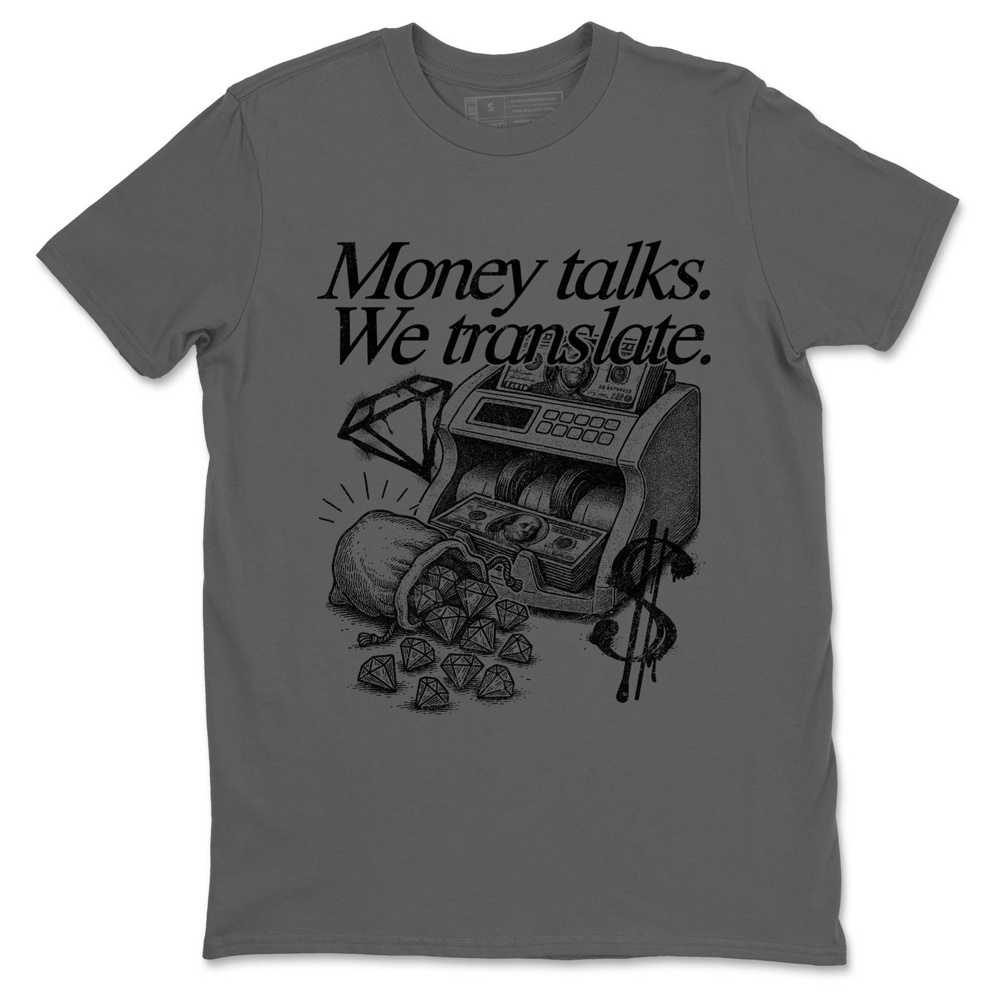 Sneaker Threads  Sneaker Tees To Match Air Jordan 4 Black Cat  Money Talks We Translate Graphic Tee Cool Grey 2. Perfect for Jordan releases 2025 colorways.