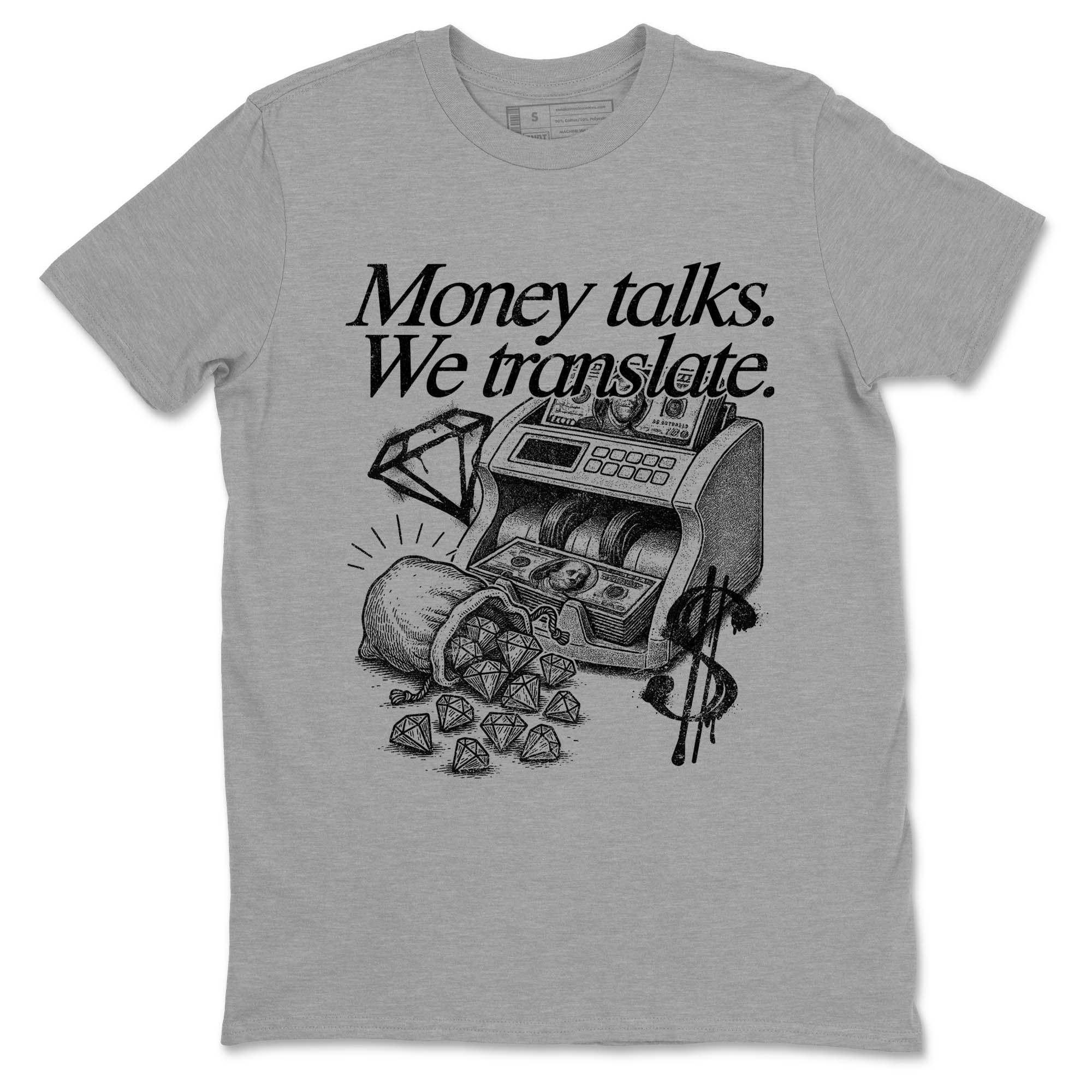 Sneaker Threads  Sneaker Tees To Match Air Jordan 4 Black Cat  Money Talks We Translate Graphic Tee Heather Grey 2. Perfect for Jordan releases 2025 colorways.