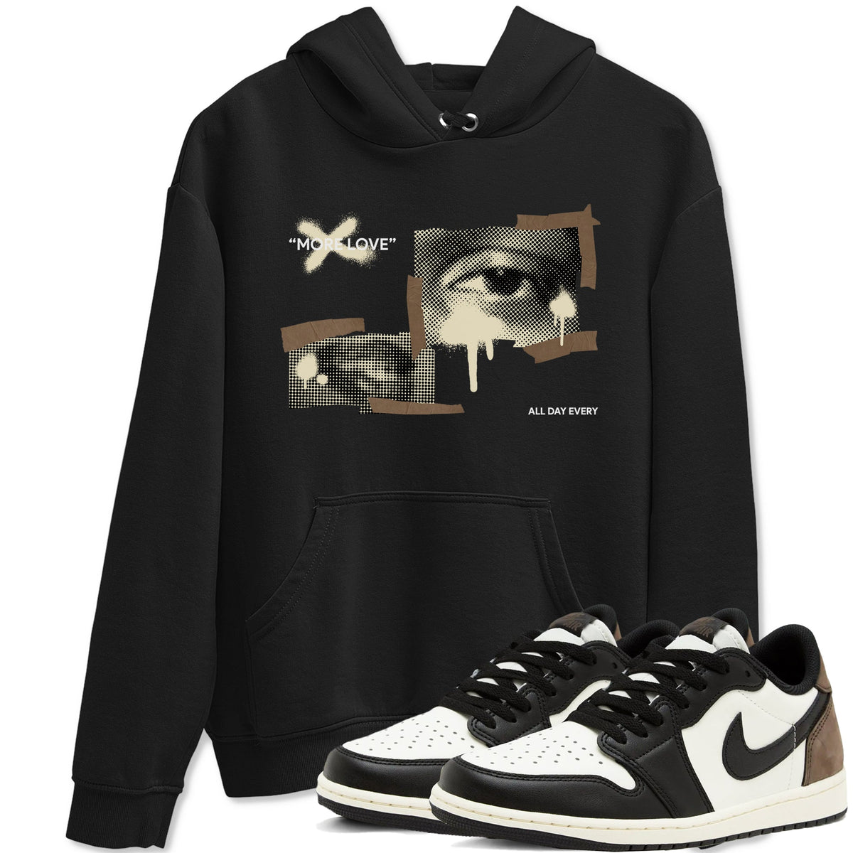 1s Low OG Mocha shirts to match jordans More Love sneaker match tees Air Jordan 1 Mocha match shoes to clothes Drip Gear Zone unisex cotton Black 1 shirts