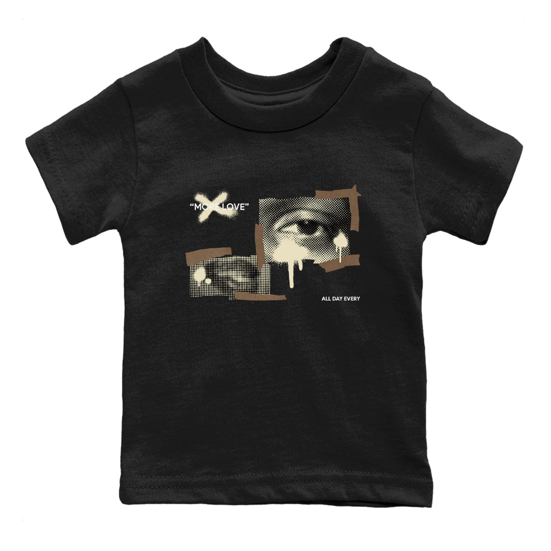 1s Low OG Mocha shirts to match jordans More Love sneaker match tees Air Jordan 1 Mocha match shoes to clothes Drip Gear Zone Youth Baby Black 2 tee
