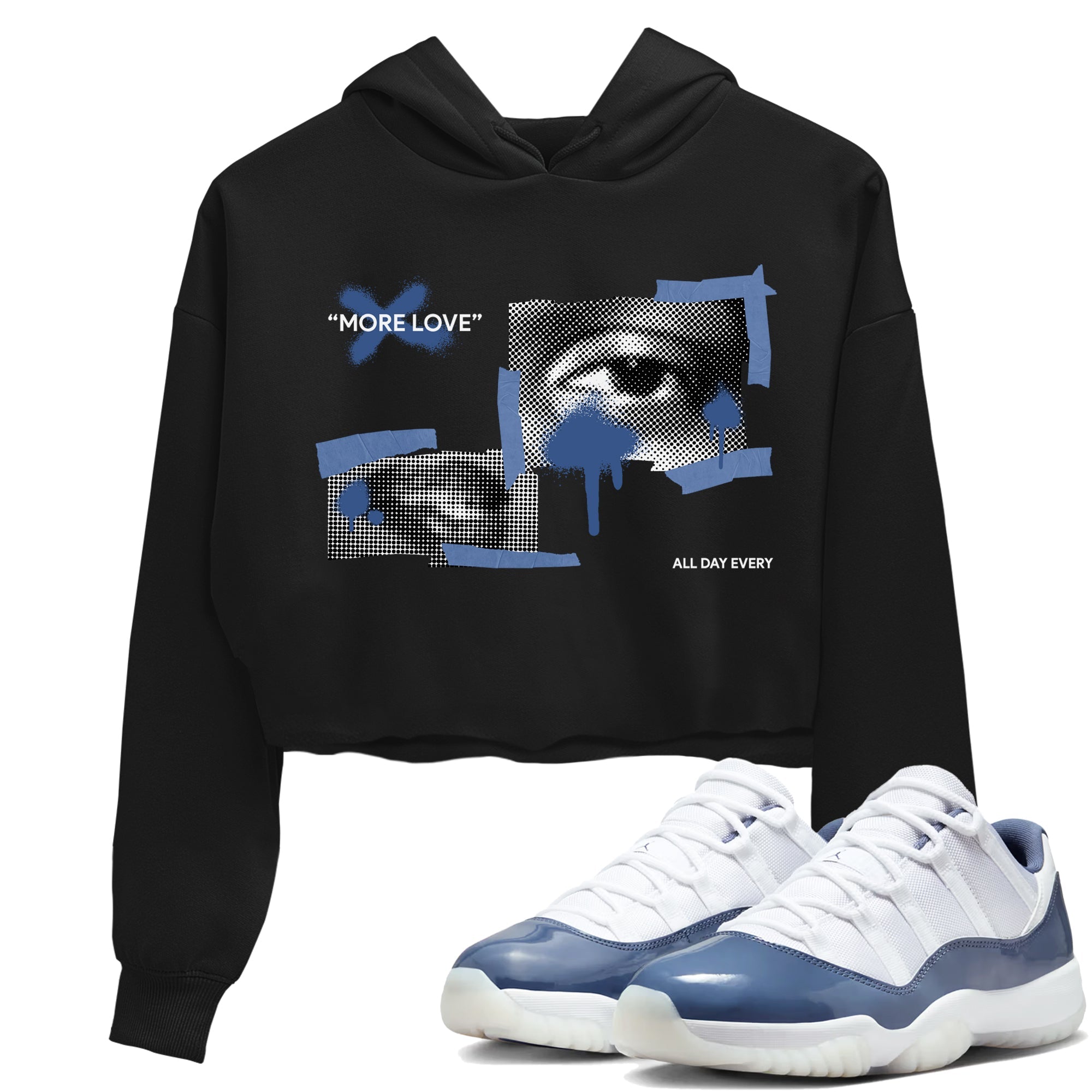 11s Diffused Blue Shirts To Match Jordans More Love sneaker match tees Air Jordan 11 Diffused Blue Tee Drip Gear Zone unisex cotton Black 1 Crop Shirts