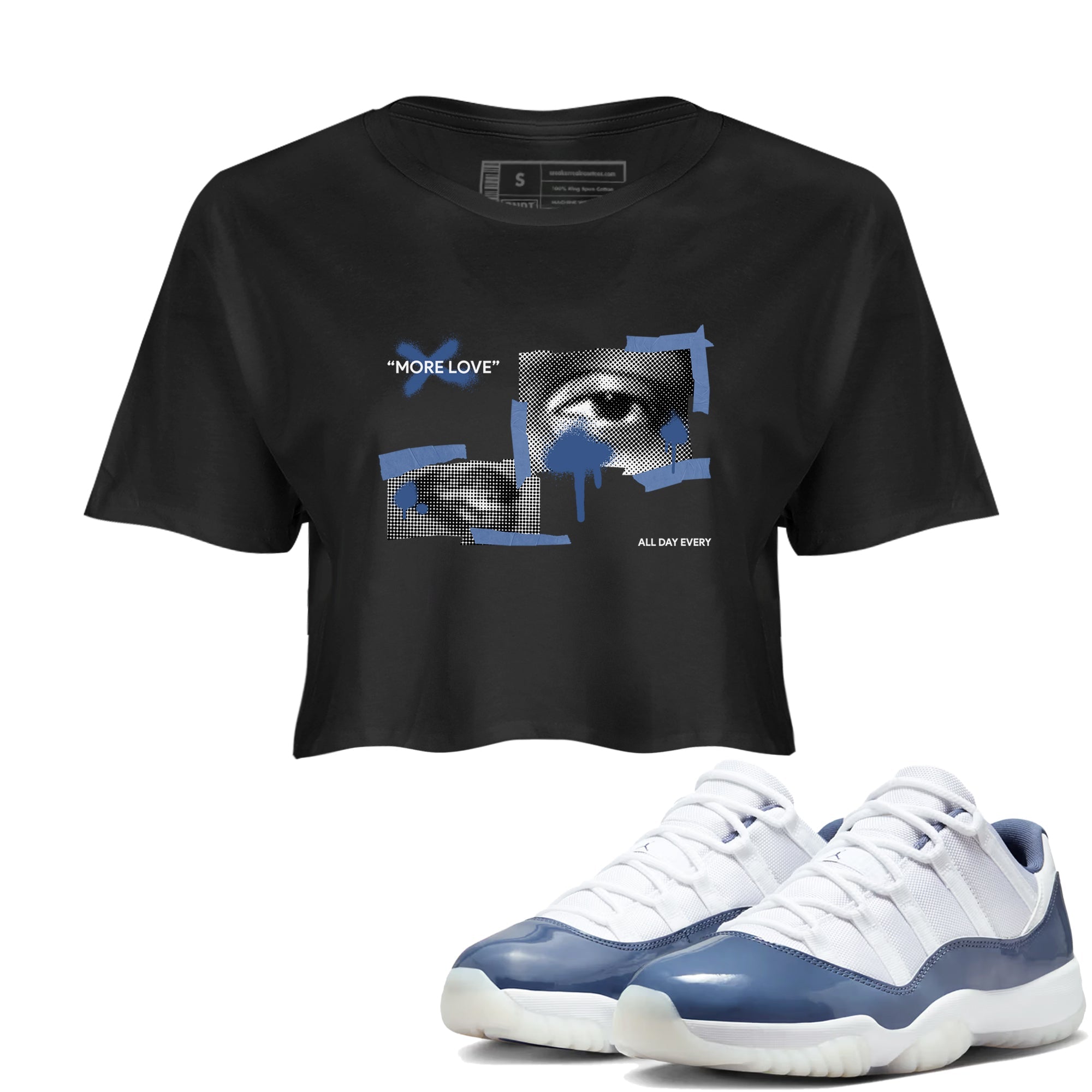 11s Diffused Blue Shirts To Match Jordans More Love sneaker match tees Air Jordan 11 Diffused Blue Tee Drip Gear Zone unisex cotton Black 1 Crop Shirts