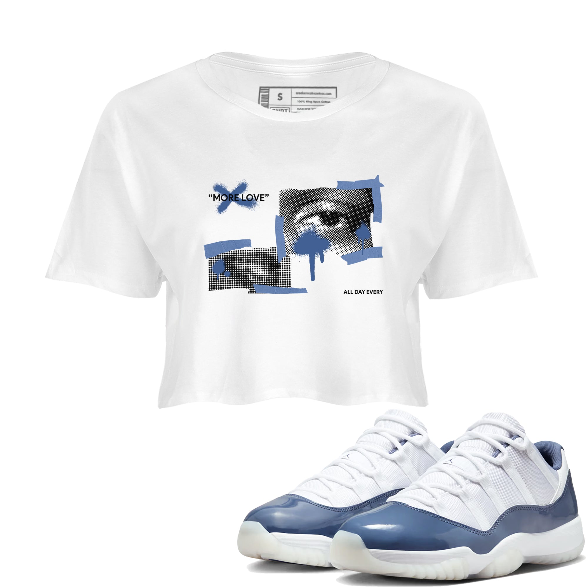 11s Diffused Blue Shirts To Match Jordans More Love sneaker match tees Air Jordan 11 Diffused Blue Tee Drip Gear Zone unisex cotton White 1 Crop Shirts
