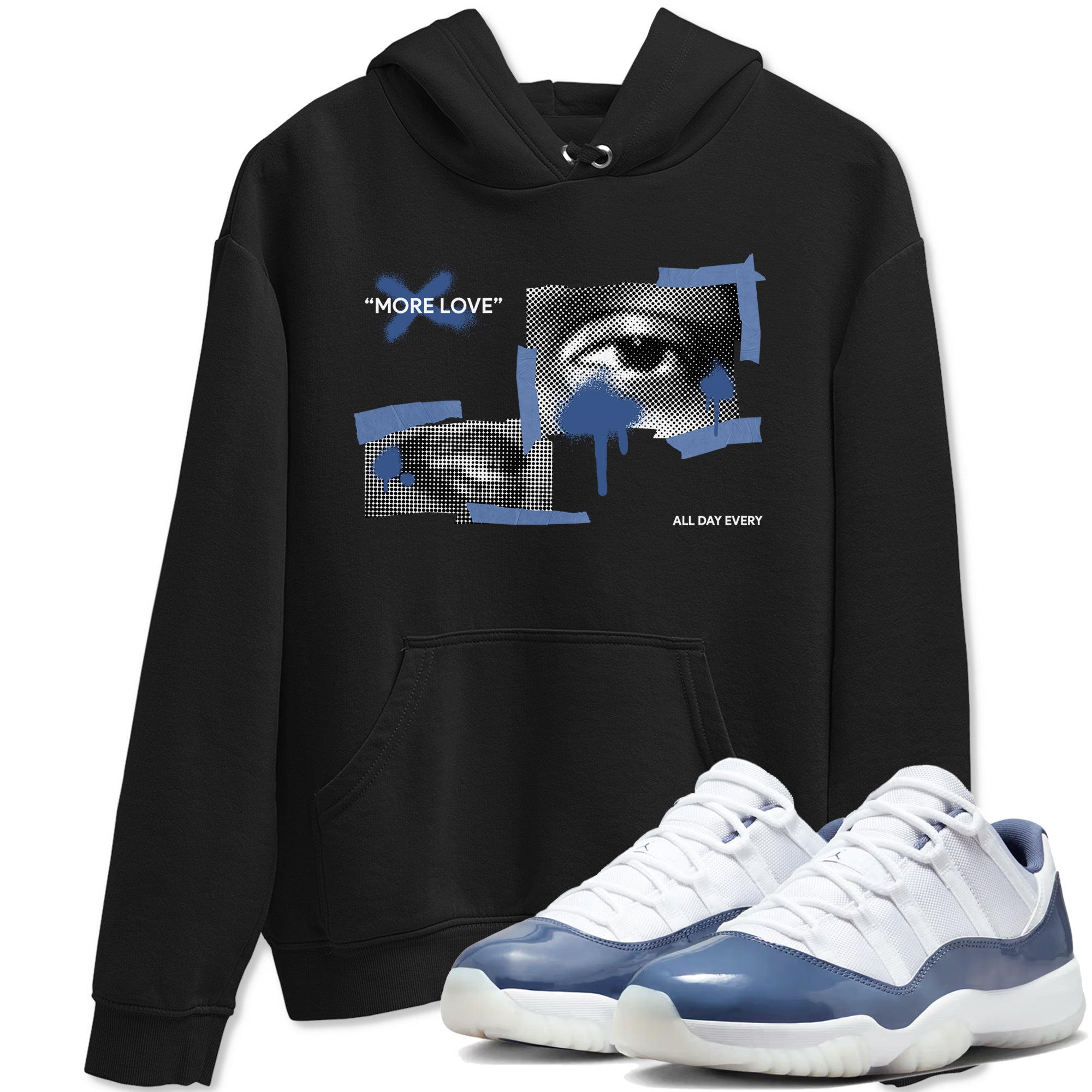 11s Diffused Blue Shirts To Match Jordans More Love sneaker match tees Air Jordan 11 Diffused Blue Tee Drip Gear Zone unisex cotton Black 1 crew neck shirts