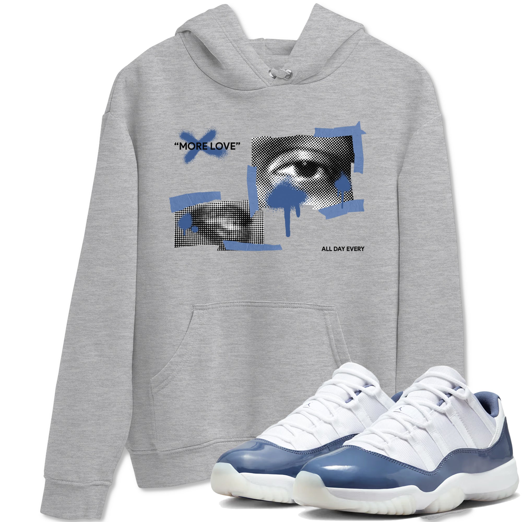 11s Diffused Blue Shirts To Match Jordans More Love sneaker match tees Air Jordan 11 Diffused Blue Tee Drip Gear Zone unisex cotton Heather Grey 1 crew neck shirts