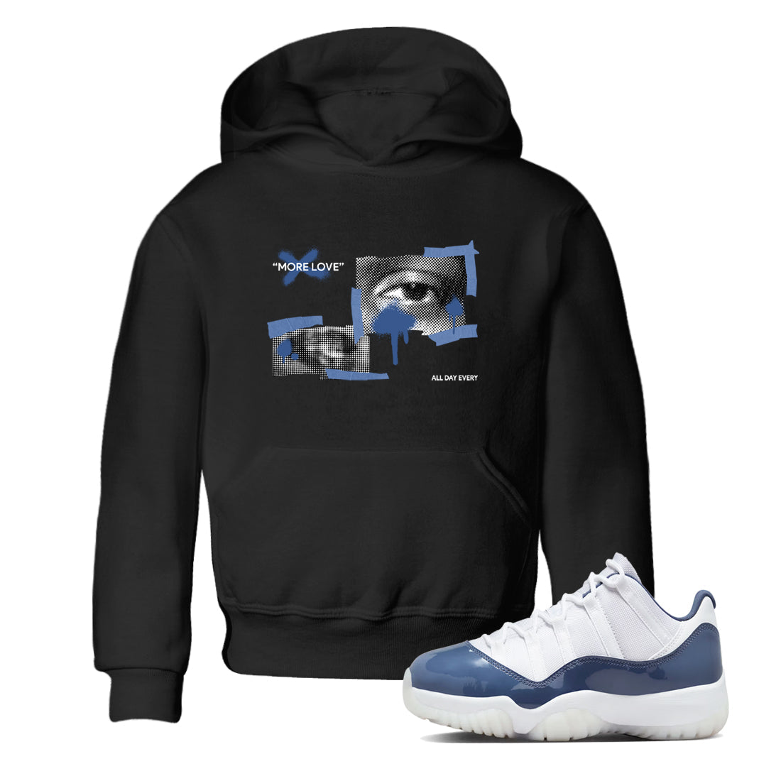 11s Diffused Blue Shirts To Match Jordans More Love sneaker match tees Air Jordan 11 Diffused Blue Tee Drip Gear Zone Youth Baby Black 1 crew neck shirts
