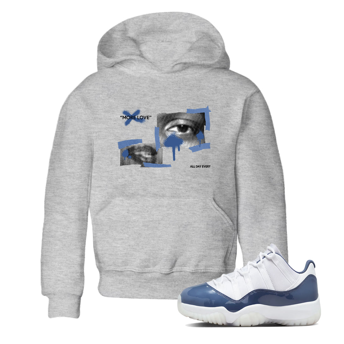 11s Diffused Blue Shirts To Match Jordans More Love sneaker match tees Air Jordan 11 Diffused Blue Tee Drip Gear Zone Youth Baby Heather Grey 1 crew neck shirts