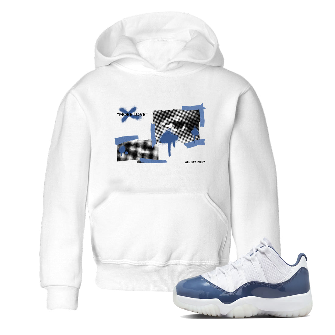 11s Diffused Blue Shirts To Match Jordans More Love sneaker match tees Air Jordan 11 Diffused Blue Tee Drip Gear Zone Youth Baby White 1 crew neck shirts