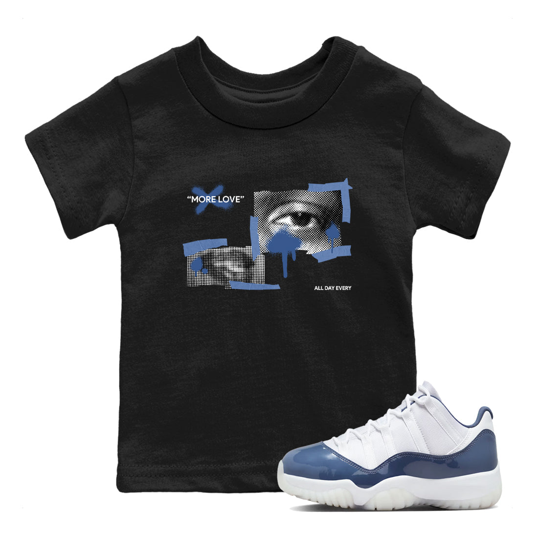 11s Diffused Blue Shirts To Match Jordans More Love sneaker match tees Air Jordan 11 Diffused Blue Tee Drip Gear Zone Youth Baby Black 1 crew neck shirts