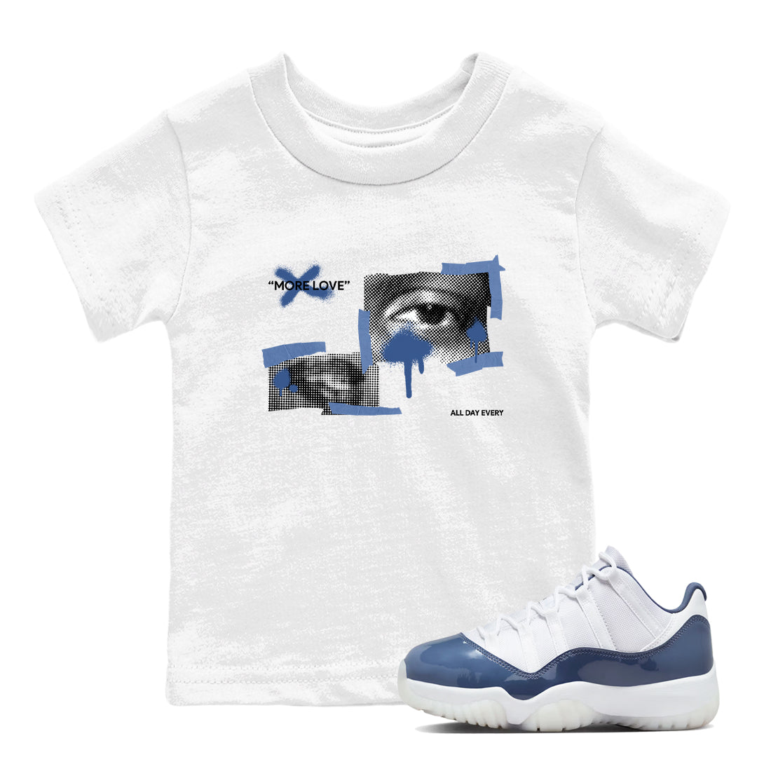 11s Diffused Blue Shirts To Match Jordans More Love sneaker match tees Air Jordan 11 Diffused Blue Tee Drip Gear Zone Youth Baby White 1 crew neck shirts
