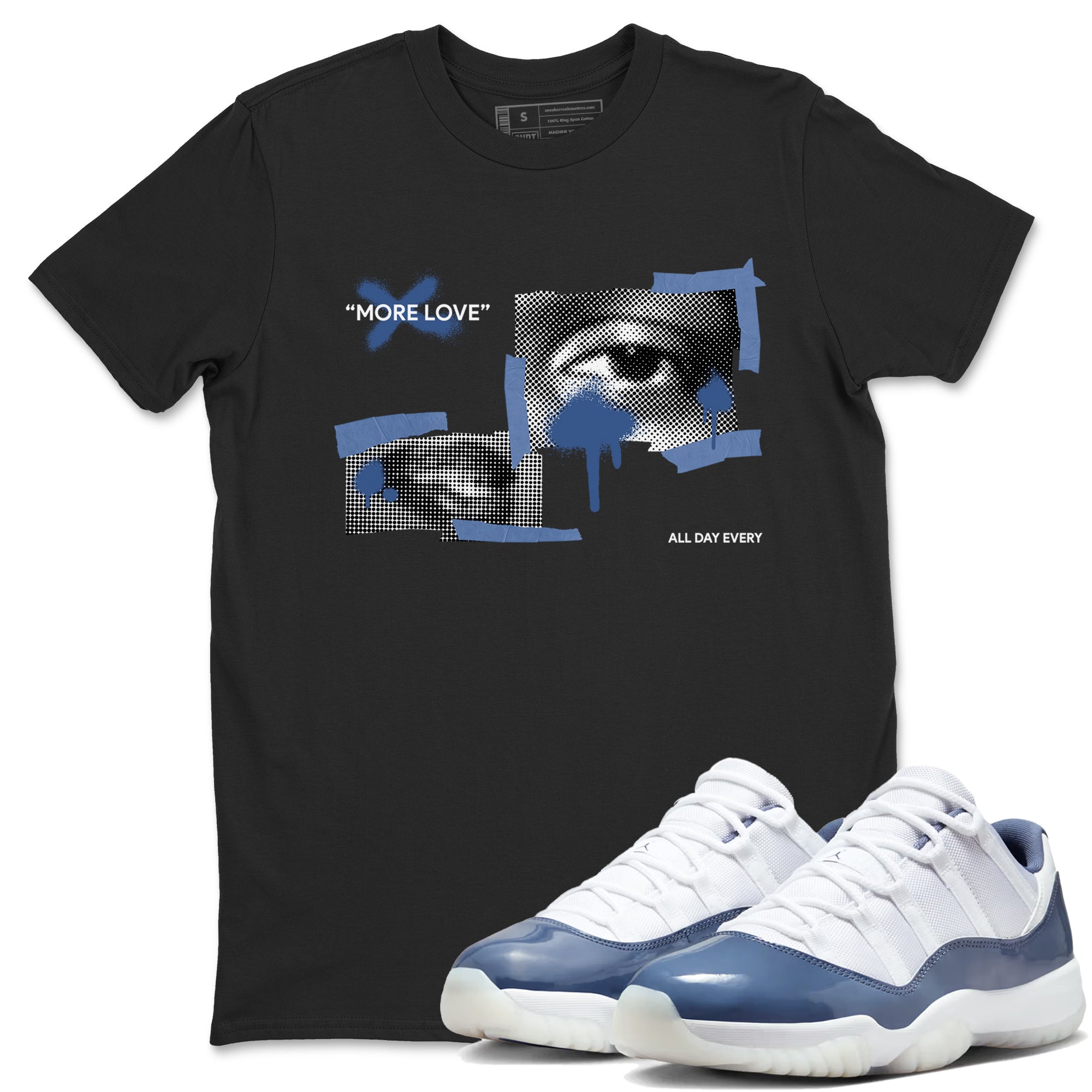 11s Diffused Blue Shirts To Match Jordans More Love sneaker match tees Air Jordan 11 Diffused Blue Tee Drip Gear Zone unisex cotton Black 1 crew neck shirts