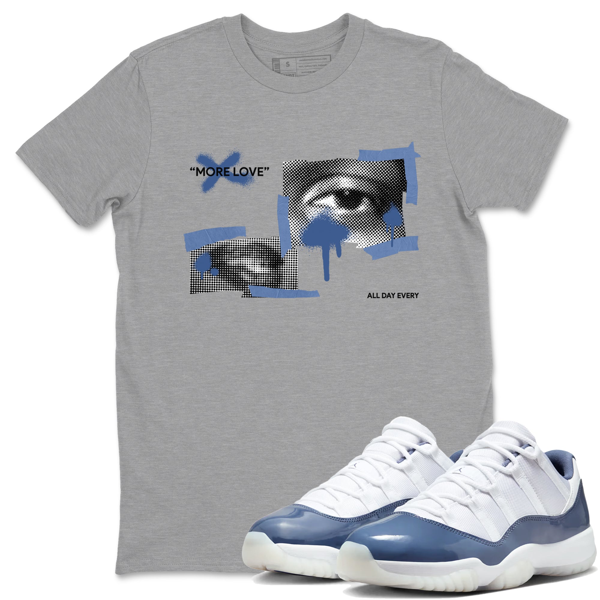 11s Diffused Blue Shirts To Match Jordans More Love sneaker match tees Air Jordan 11 Diffused Blue Tee Drip Gear Zone unisex cotton Heather Grey 1 crew neck shirts