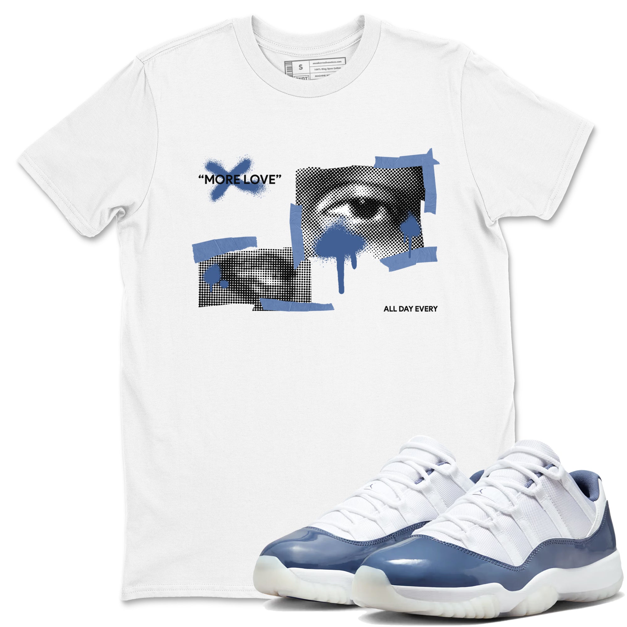 11s Diffused Blue Shirts To Match Jordans More Love sneaker match tees Air Jordan 11 Diffused Blue Tee Drip Gear Zone unisex cotton White 1 crew neck shirts