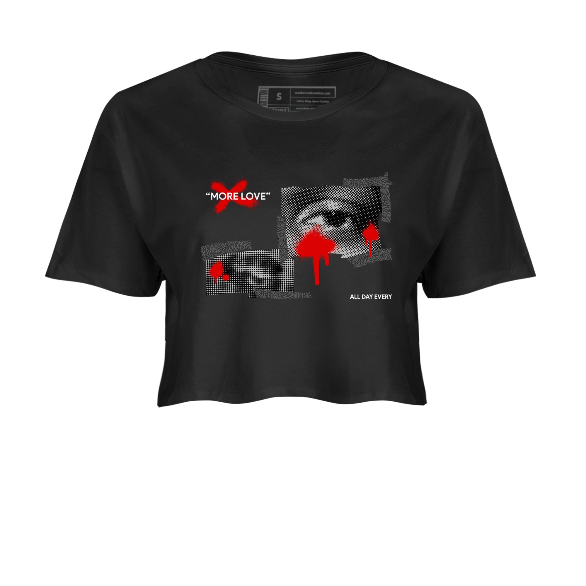 3s Black Cement shirts to match jordans More Love sneaker match tees Air Jordan 3 Black Cement match shoes to clothes Drip Gear Zone unisex cotton Black 2 crop tee