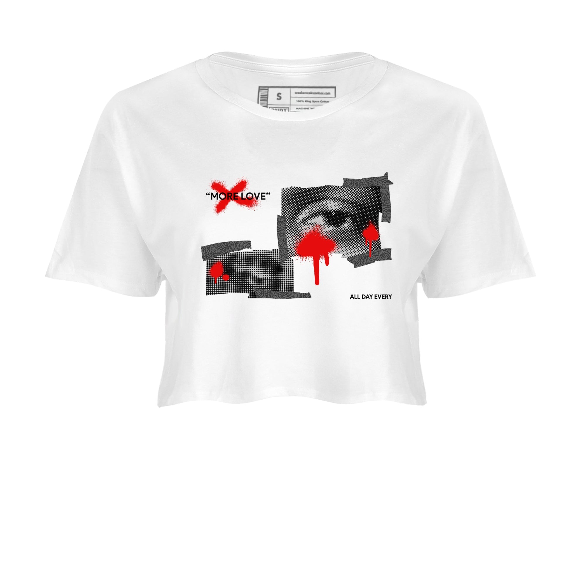 3s Black Cement shirts to match jordans More Love sneaker match tees Air Jordan 3 Black Cement match shoes to clothes Drip Gear Zone unisex cotton White 2 crop tee
