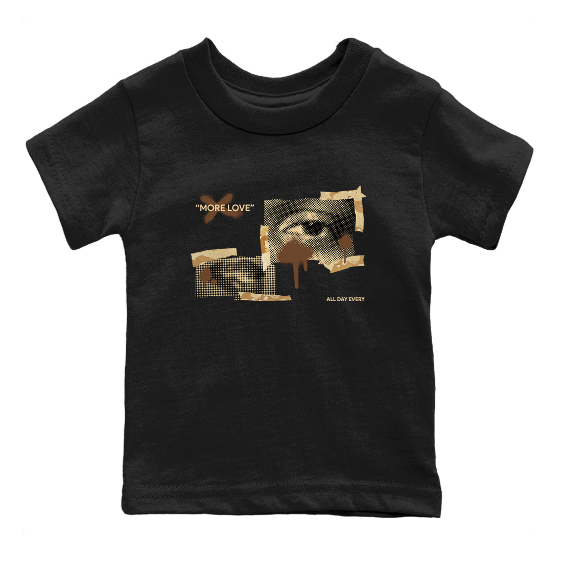 AJ3 Desert Camo shirts to match jordans More Love sneaker match tees Air Jordan 3 Desert Camo Drip Gear Zone streetwear brand Baby and Youth Black 2 cotton tee