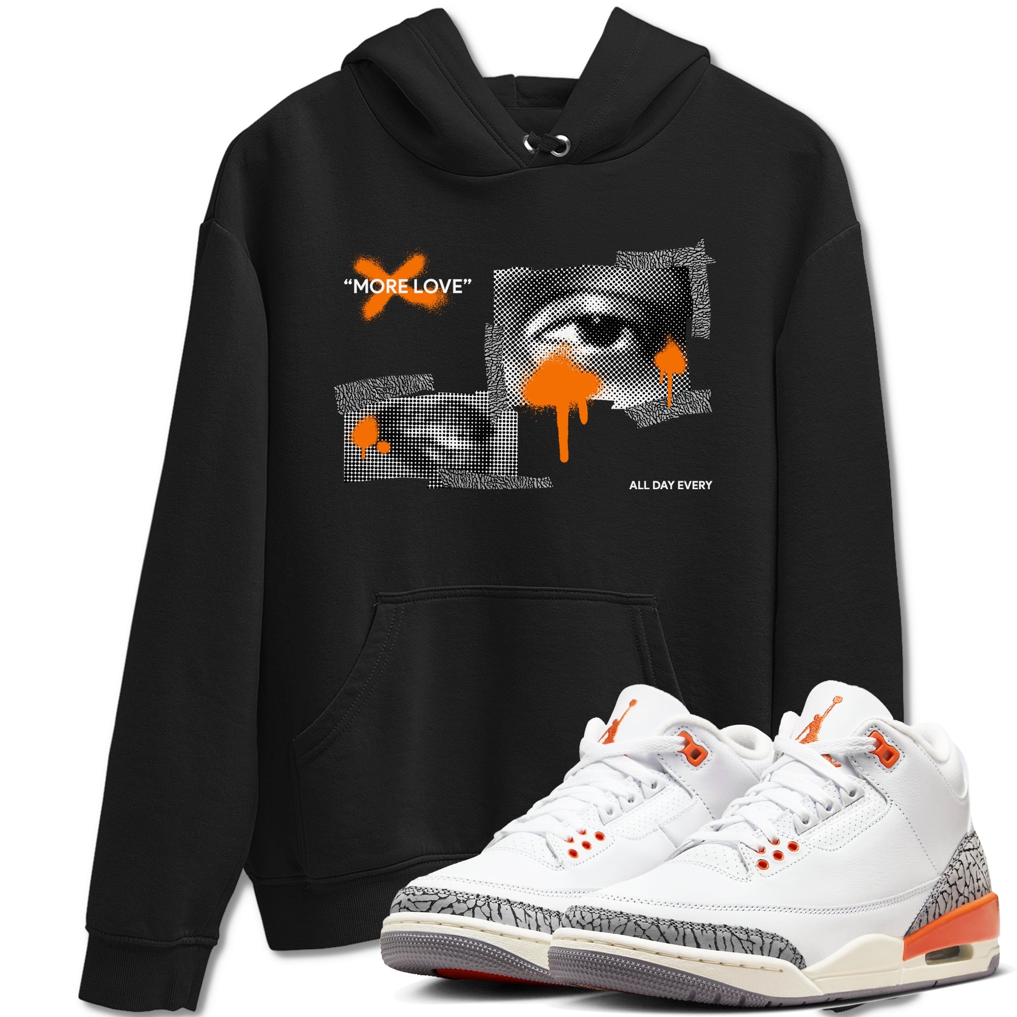 3s Georgia Peach shirt to match jordans More Love sneaker tees Air Jordan 3 Georgia Peach Drip Gear Zone unisex cotton Black 1 crew neck shirt