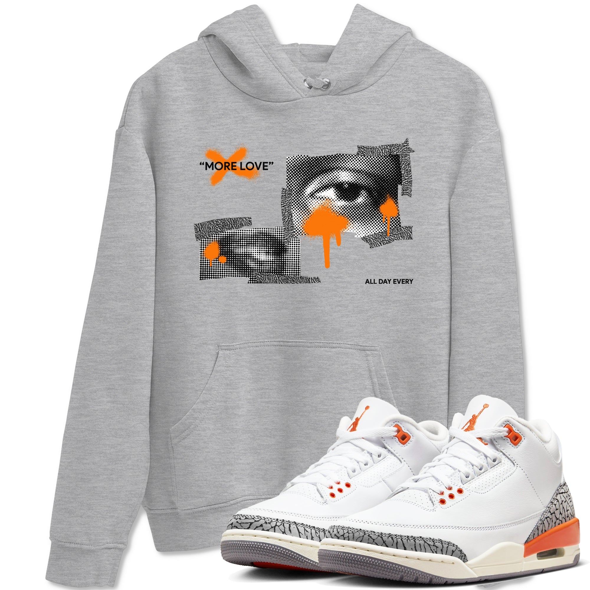 3s Georgia Peach shirt to match jordans More Love sneaker tees Air Jordan 3 Georgia Peach Drip Gear Zone unisex cotton Heather Grey 1 crew neck shirt