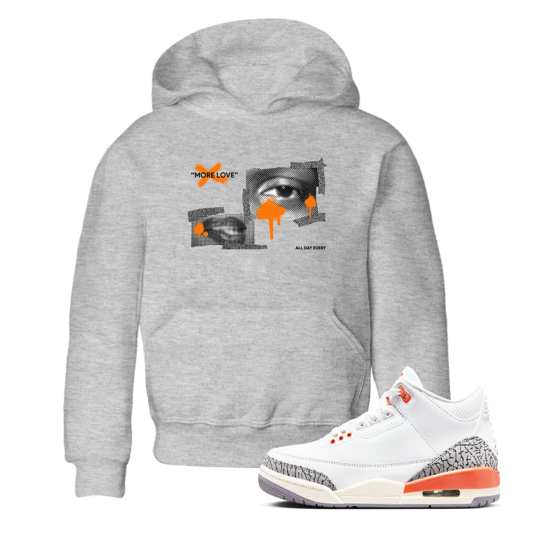 3s Georgia Peach shirt to match jordans More Love sneaker tees Air Jordan 3 Georgia Peach Drip Gear Zone baby toddler Heather Grey 1 cotton Shirt