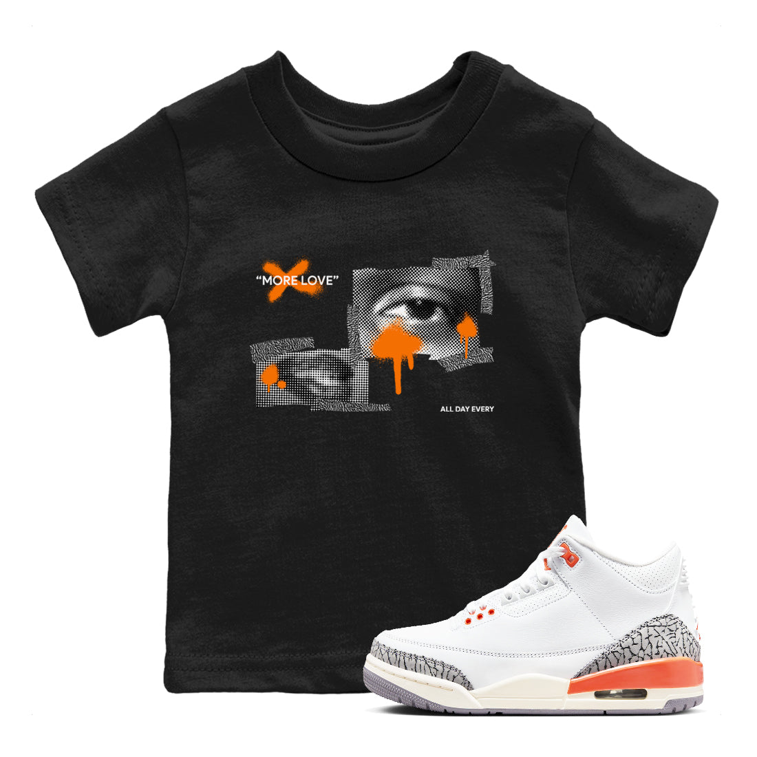 3s Georgia Peach shirt to match jordans More Love sneaker tees Air Jordan 3 Georgia Peach Drip Gear Zone baby toddler Black 1 cotton Shirt