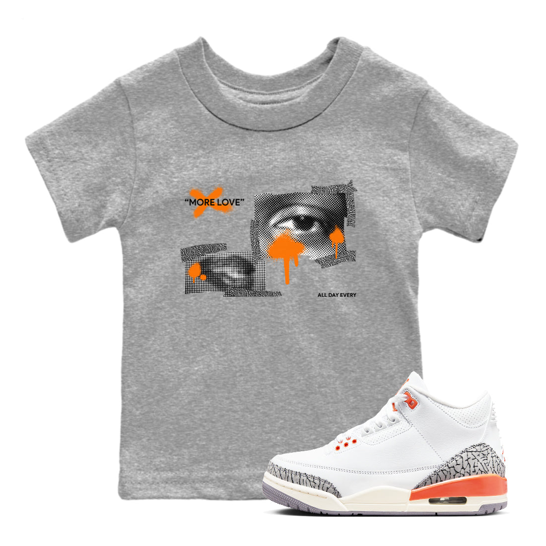 3s Georgia Peach shirt to match jordans More Love sneaker tees Air Jordan 3 Georgia Peach Drip Gear Zone baby toddler Heather Grey 1 cotton Shirt