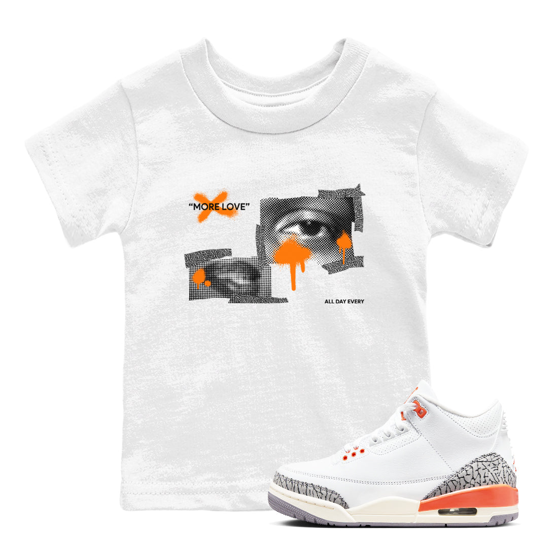 3s Georgia Peach shirt to match jordans More Love sneaker tees Air Jordan 3 Georgia Peach Drip Gear Zone baby toddler White 1 cotton Shirt