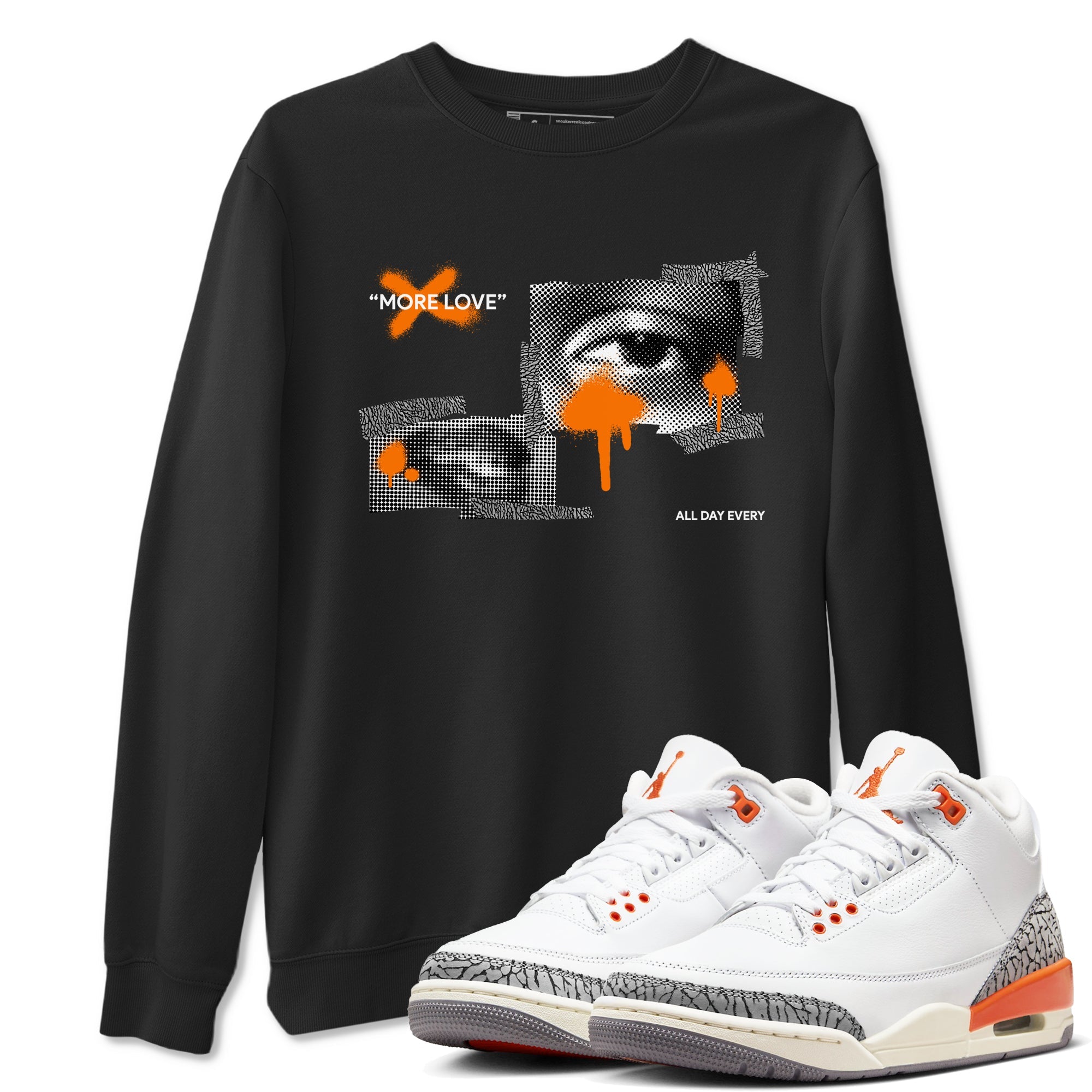 3s Georgia Peach shirt to match jordans More Love sneaker tees Air Jordan 3 Georgia Peach Drip Gear Zone unisex cotton Black 1 crew neck shirt